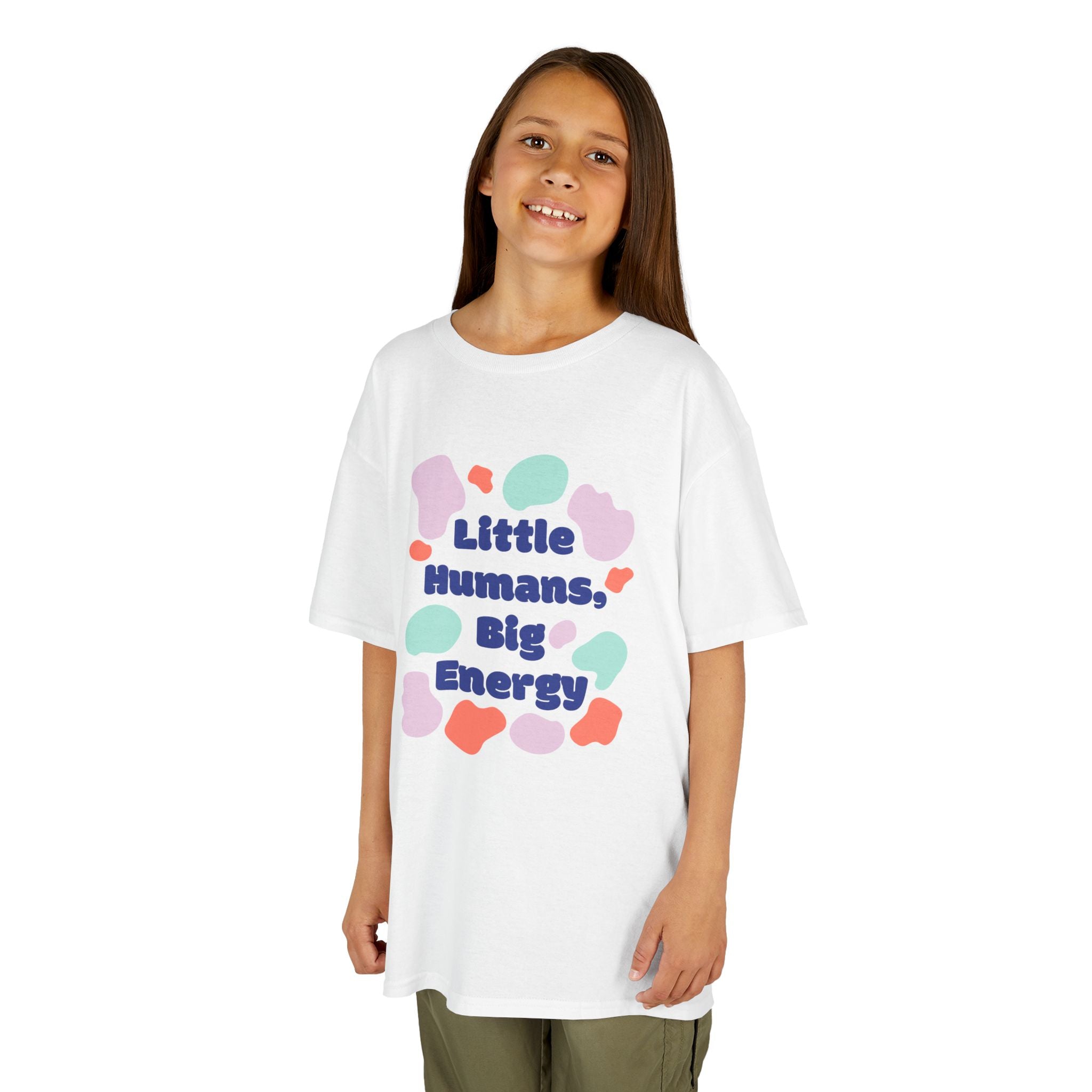 Kids Tee — “Little Humans, Big Energy” Colorful Playful Graphic