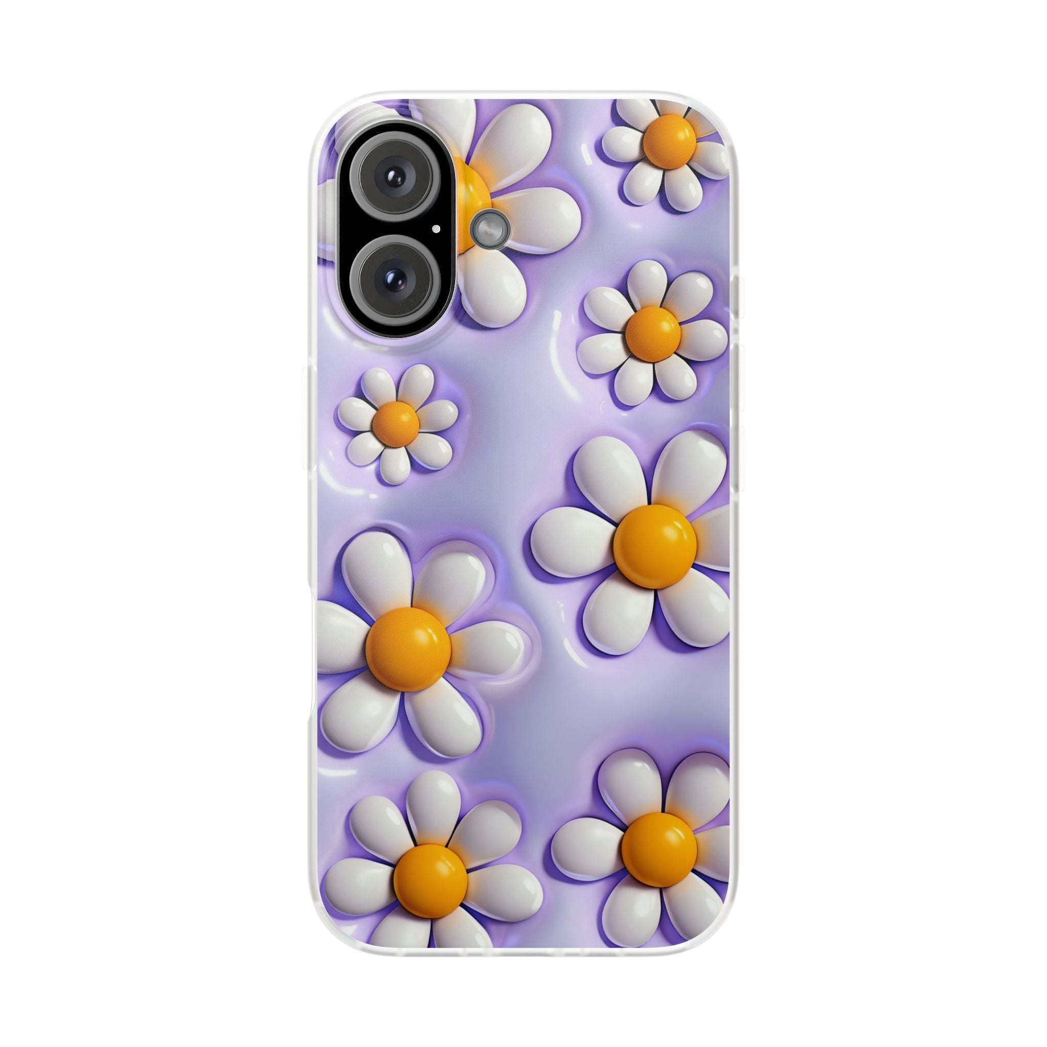 Purple 3D Daisy Phone Case – Cute Floral iPhone Flexi Case