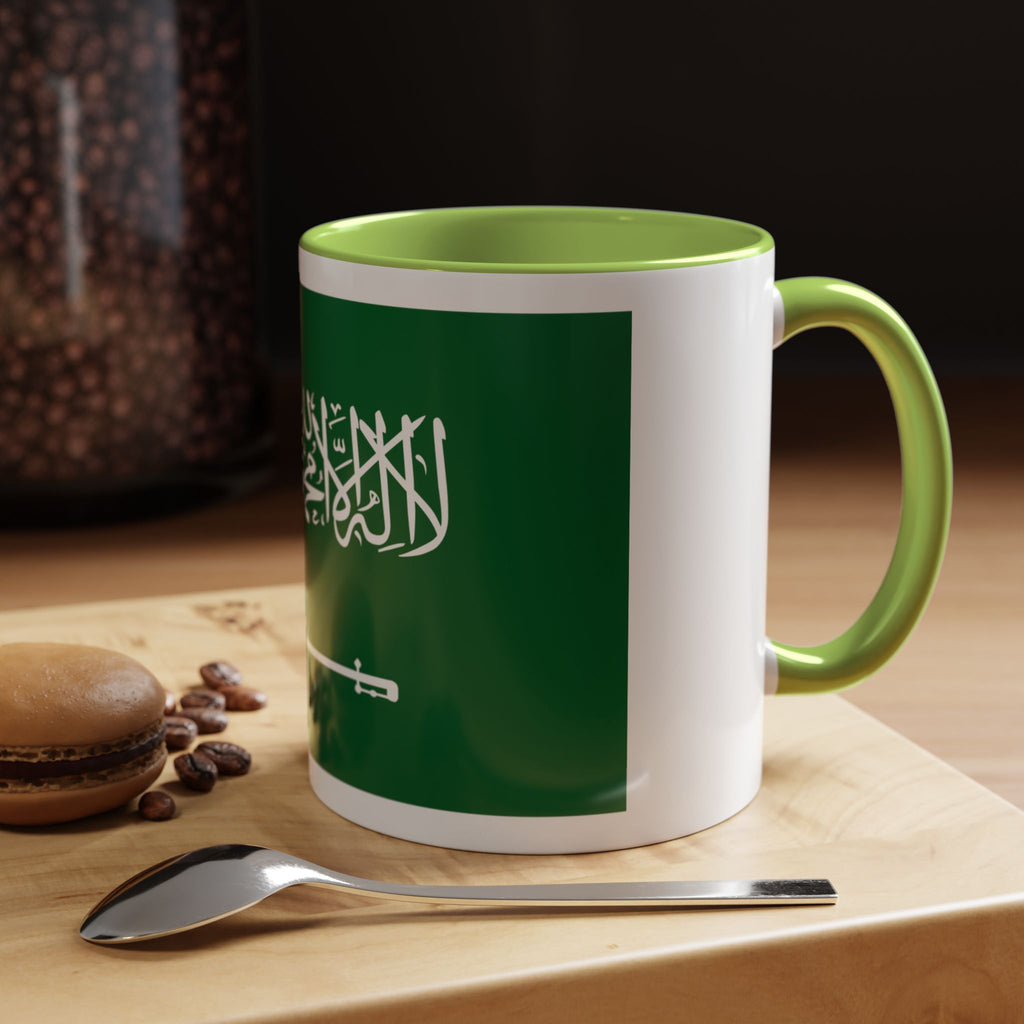 Saudi Arabia Flag Accent Coffee Mug — Patriotic 11/15oz Ceramic