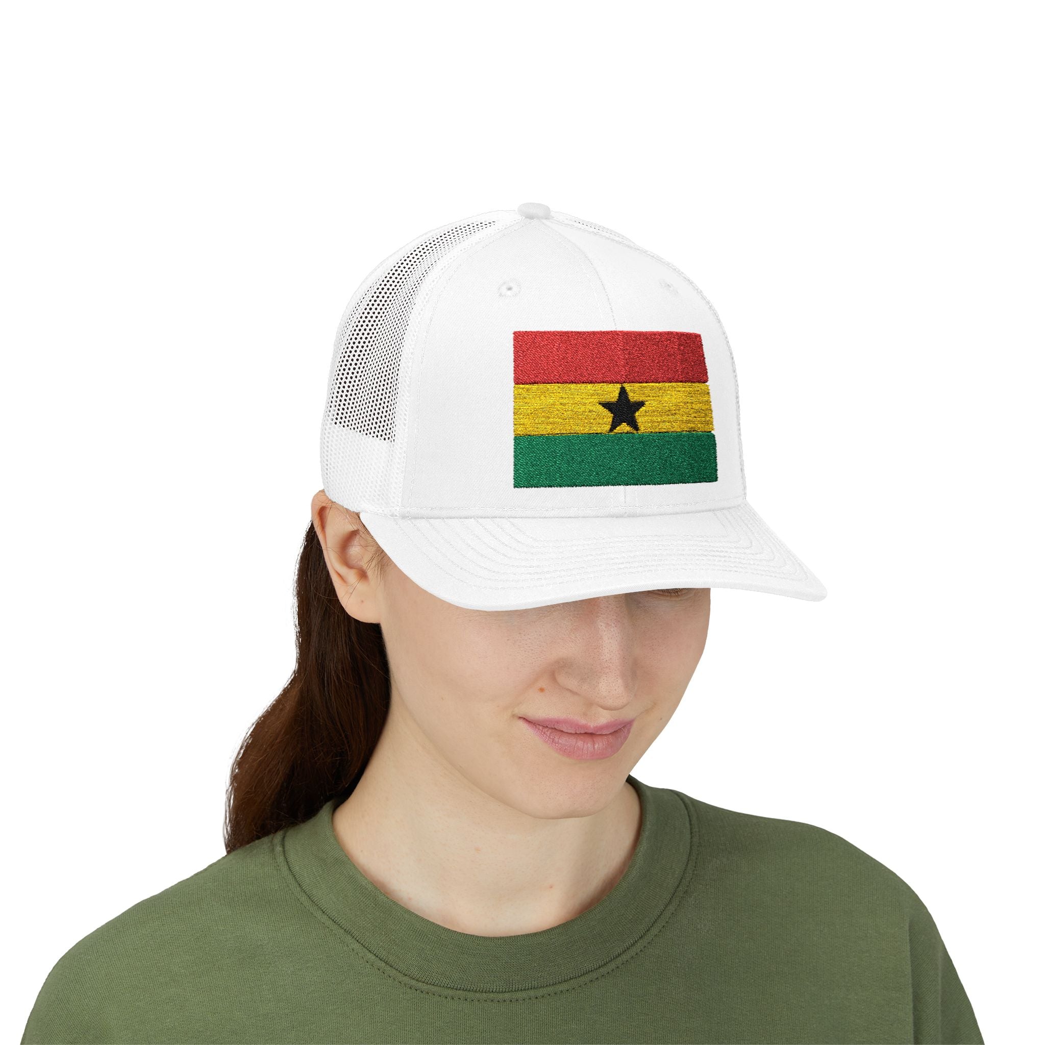 Ghana Flag Trucker Hat – Glitter Stripe Snapback Cap