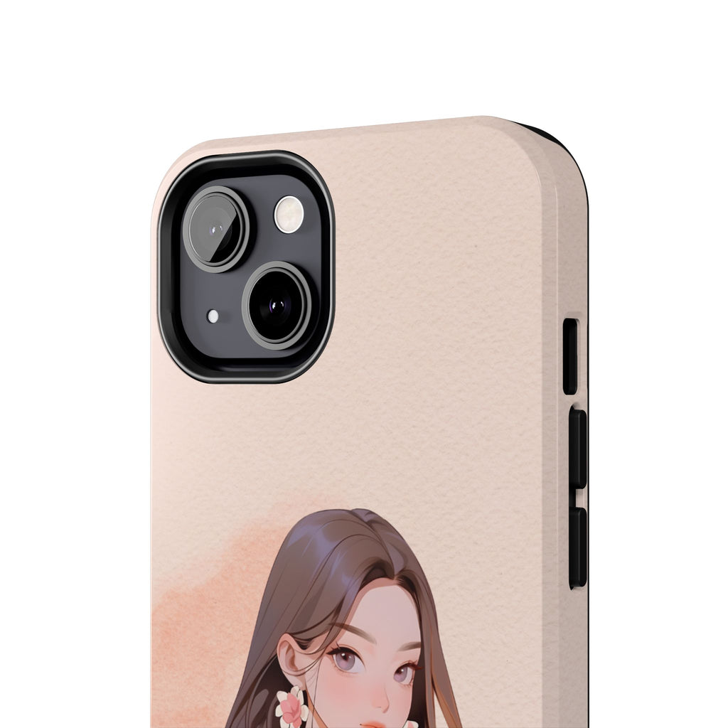 Tough Phone Case — Elegant Anime Girl Illustration, Protective Slim Phone Cover
