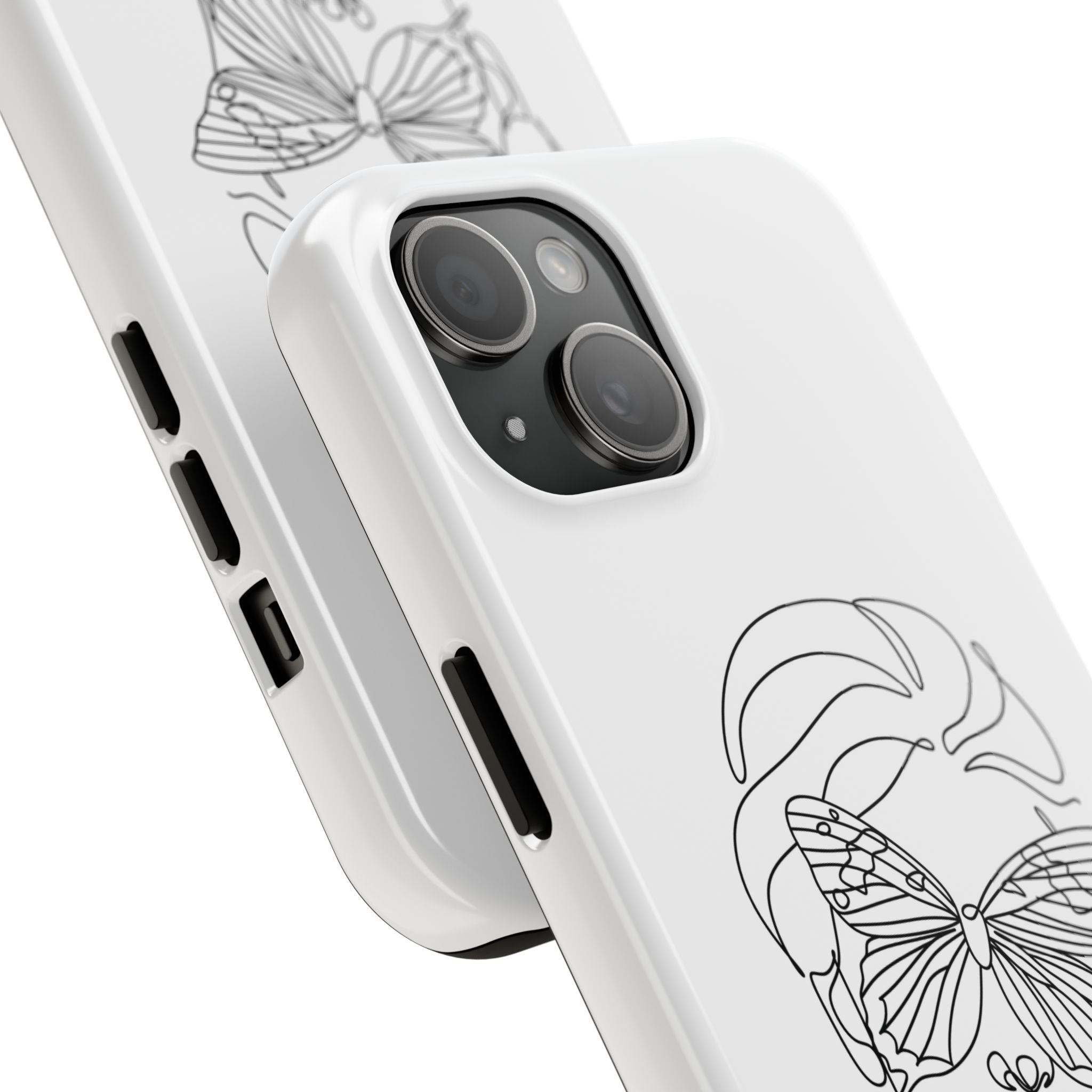 Butterfly Line Art Tough Phone Case — Minimalist Woman Face Design