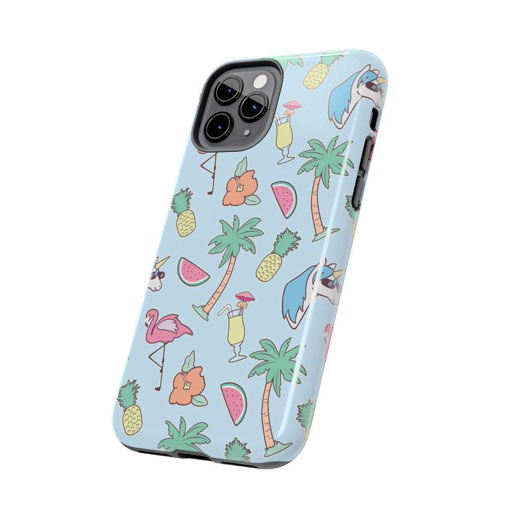 Tropical Summer Tough Phone Case — Pineapple, Flamingo & Palm Pattern
