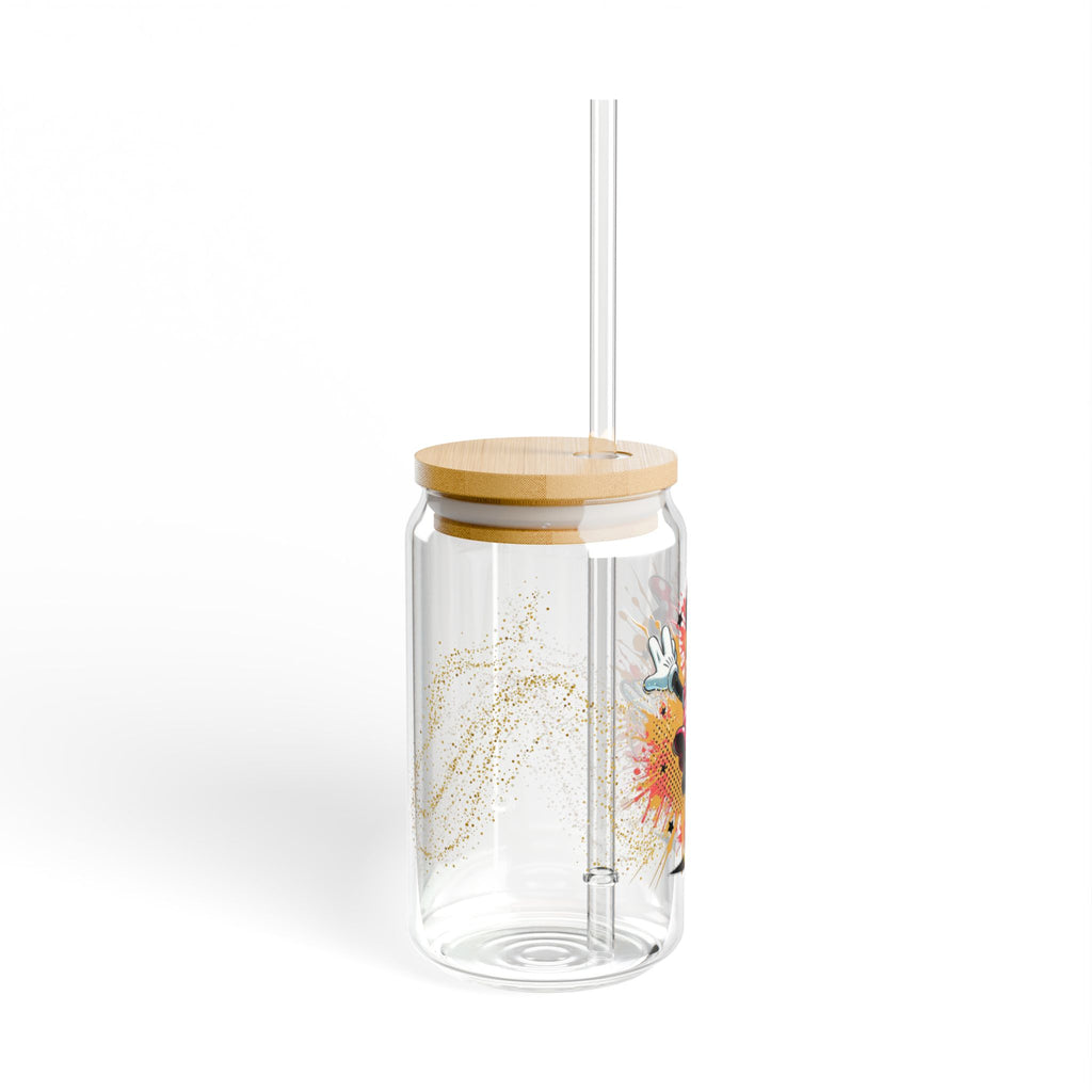 16oz Minnie Mouse Sipper Glass with Bamboo Lid & Straw – Cute Kids Drink Cup