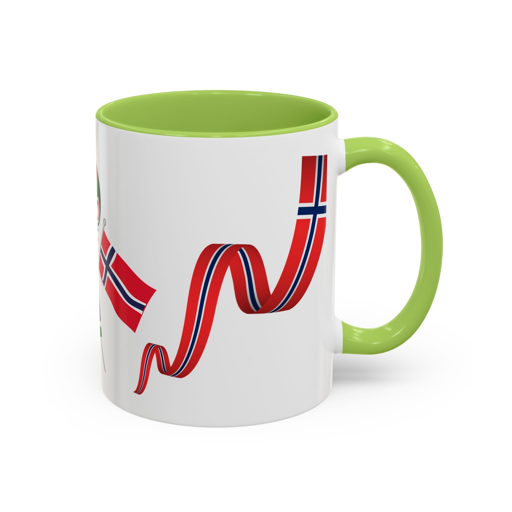 Norway Pride Coffee Mug — Norwegian Flag Ribbon & Cup Emblem Accent Mug