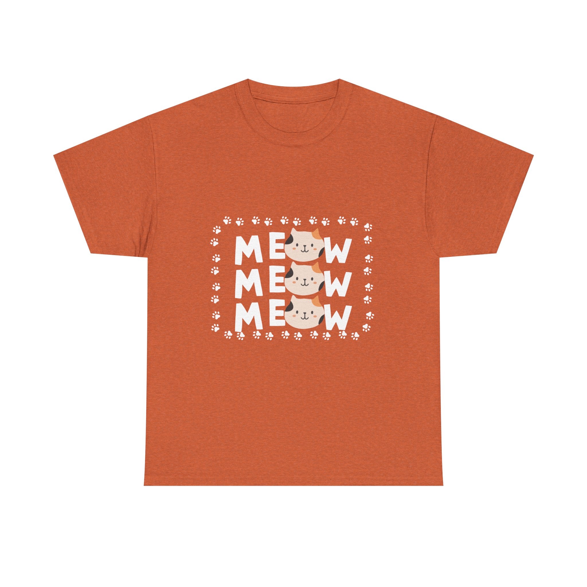 Meow Cat Graphic Tee — Cute Paw Print Kitty T-Shirt