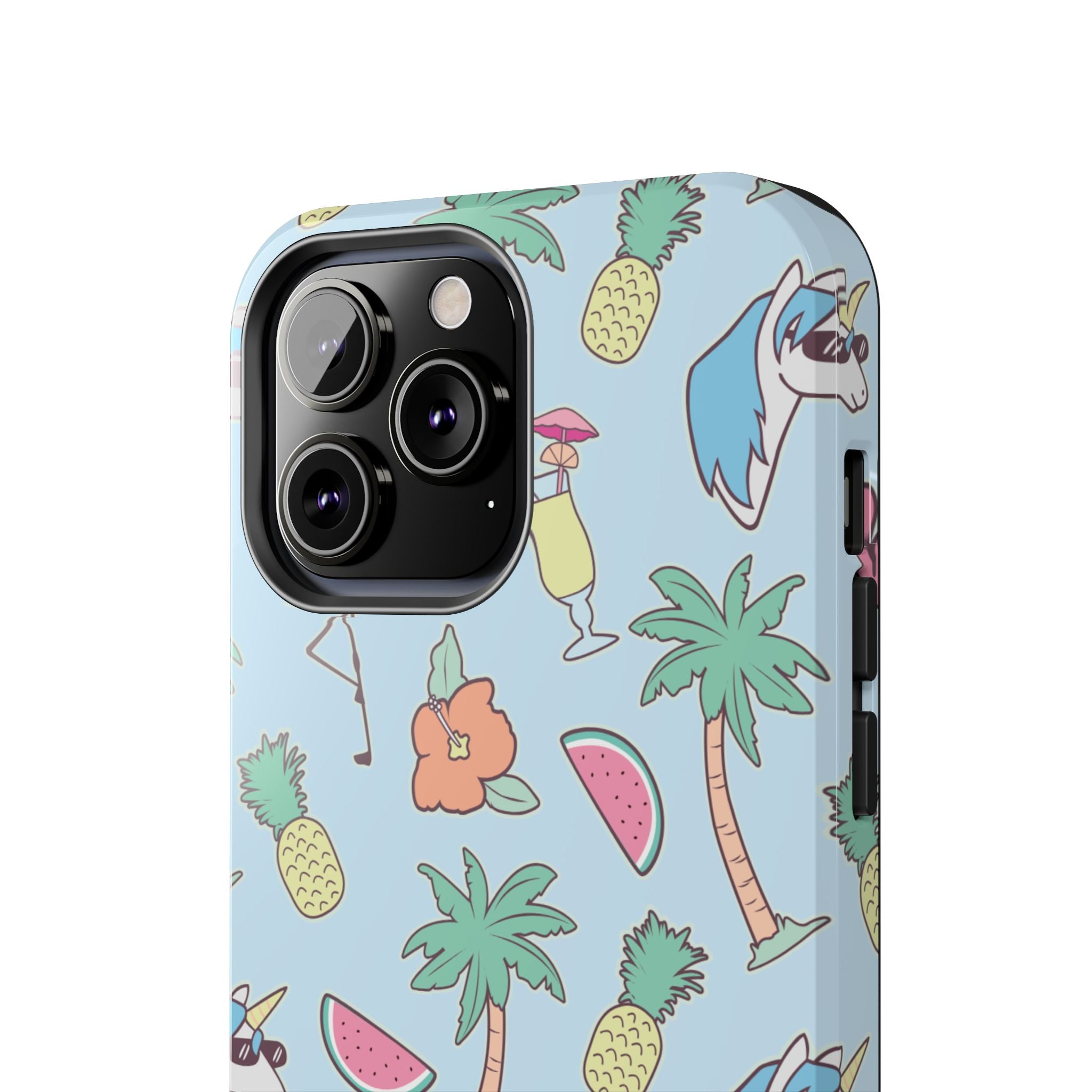 Tropical Summer Tough Phone Case — Pineapple, Flamingo & Palm Pattern