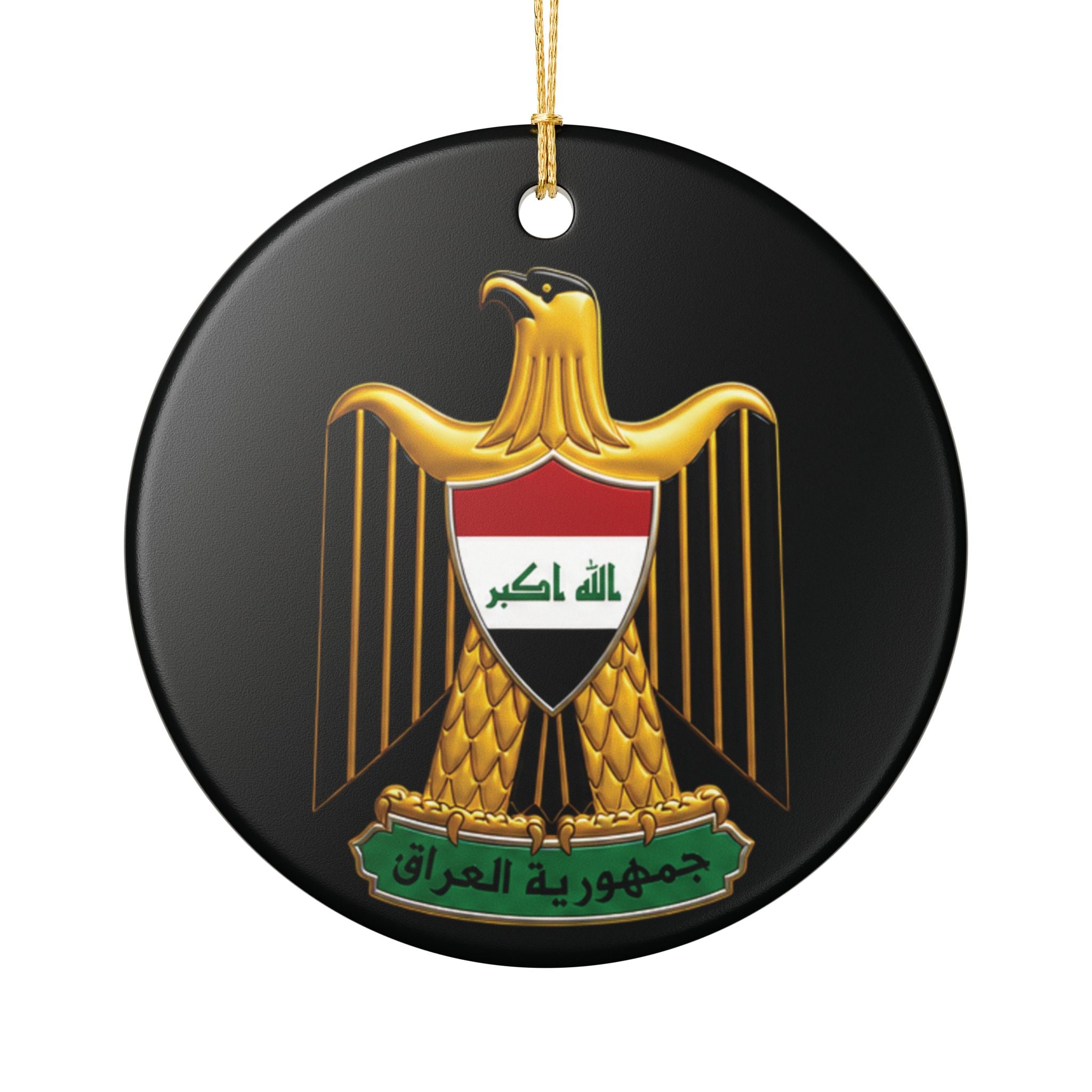 Ceramic Ornament — Gold Eagle Emblem on Black