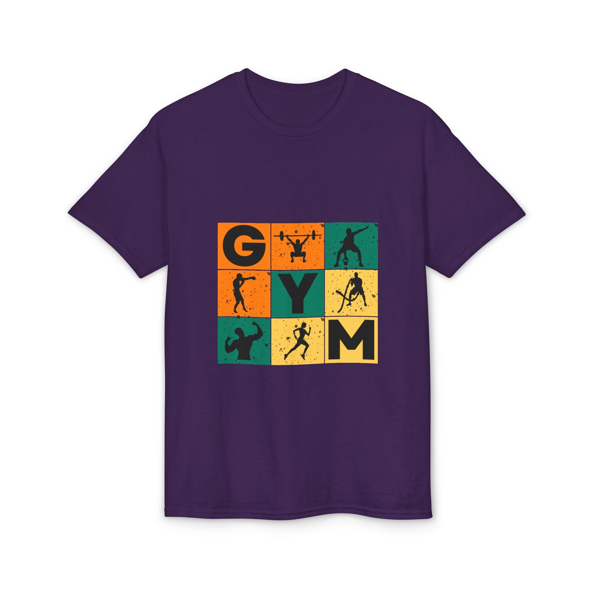 Gym Blocks Graphic T-Shirt — Retro Fitness Silhouette Tee