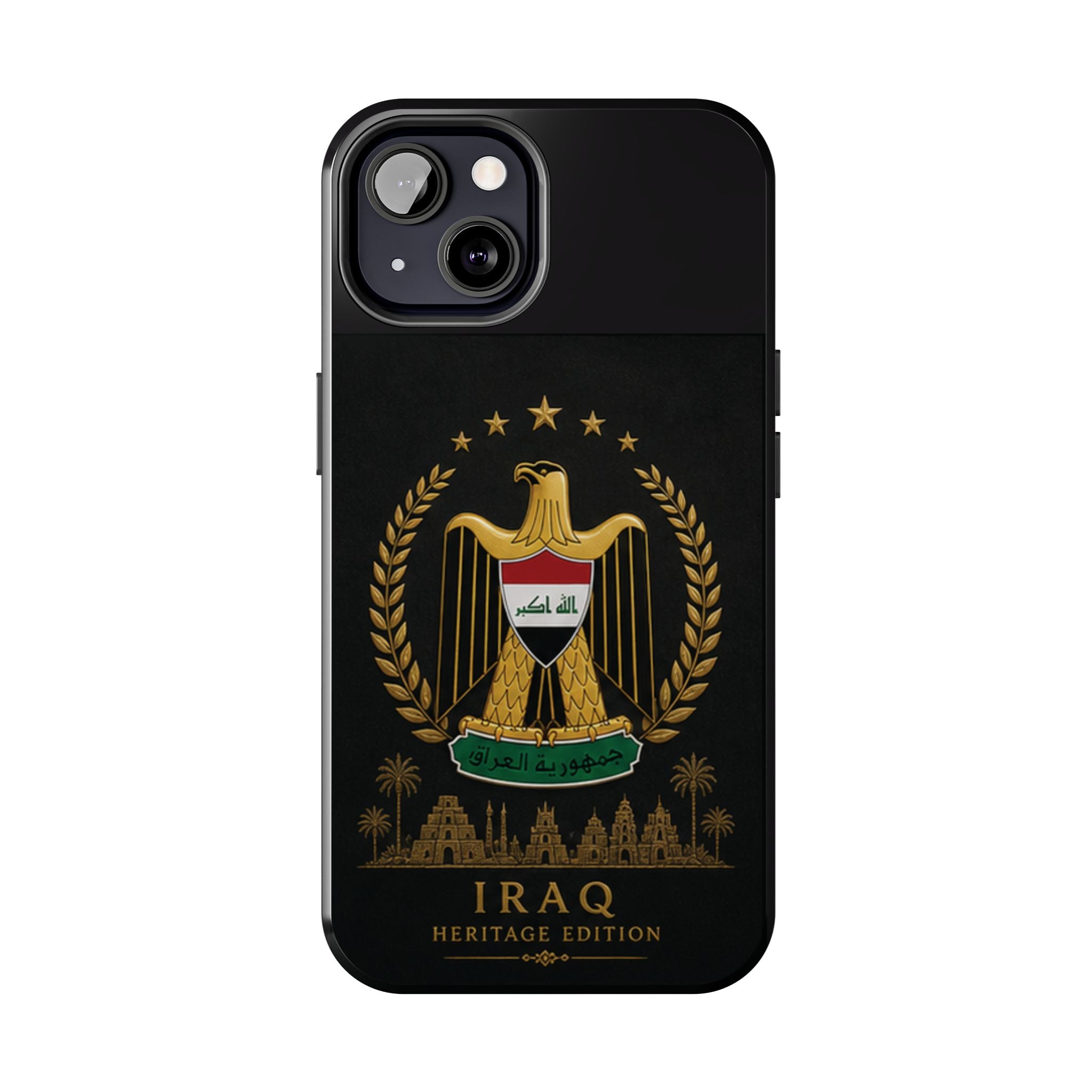 Iraq Coat of Arms Tough Phone Case — Arabic ‘Allahu Akbar’ Military Eagle Design