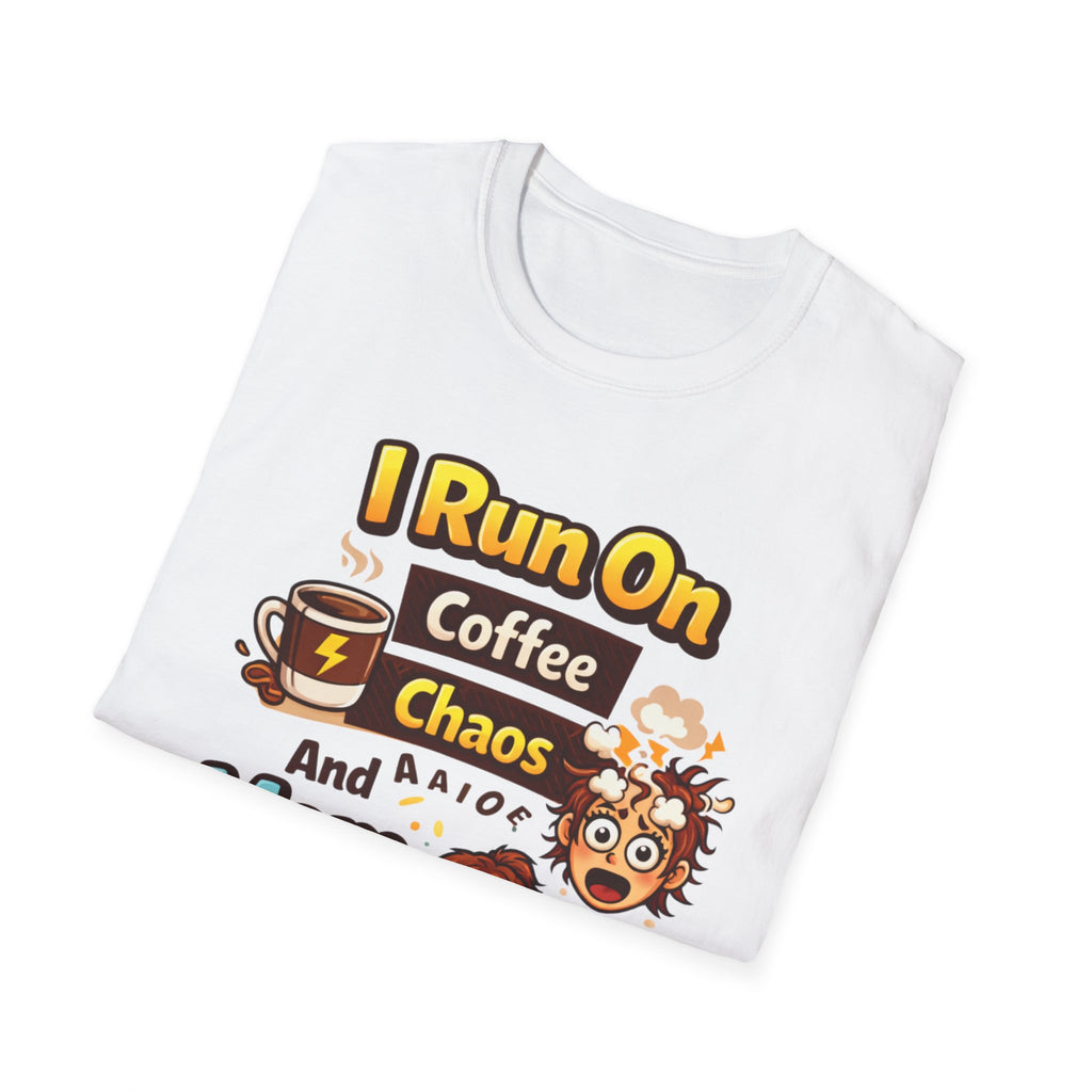 Mom Power T-Shirt — "I Run On Coffee, Chaos and Mom Power" Graphic Tee