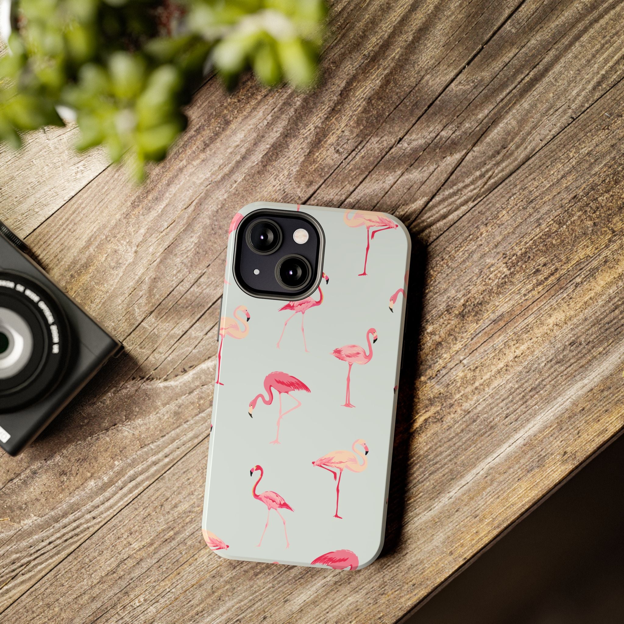 Flamingo Pattern Tough Phone Case — Cute Pink Birds Protective Phone Cover
