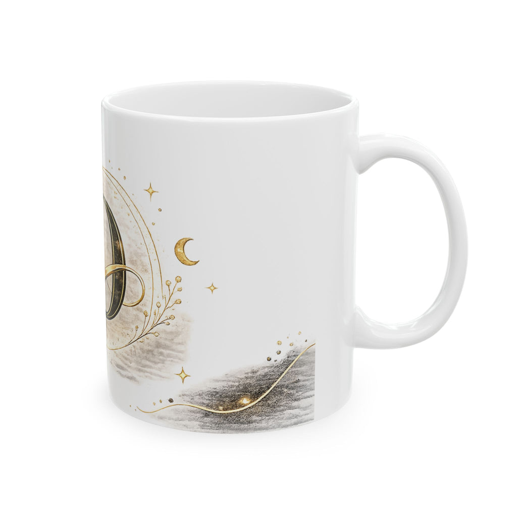 Monogram 'O' Gold Floral Ceramic Mug – Personalized Initial Coffee Cup