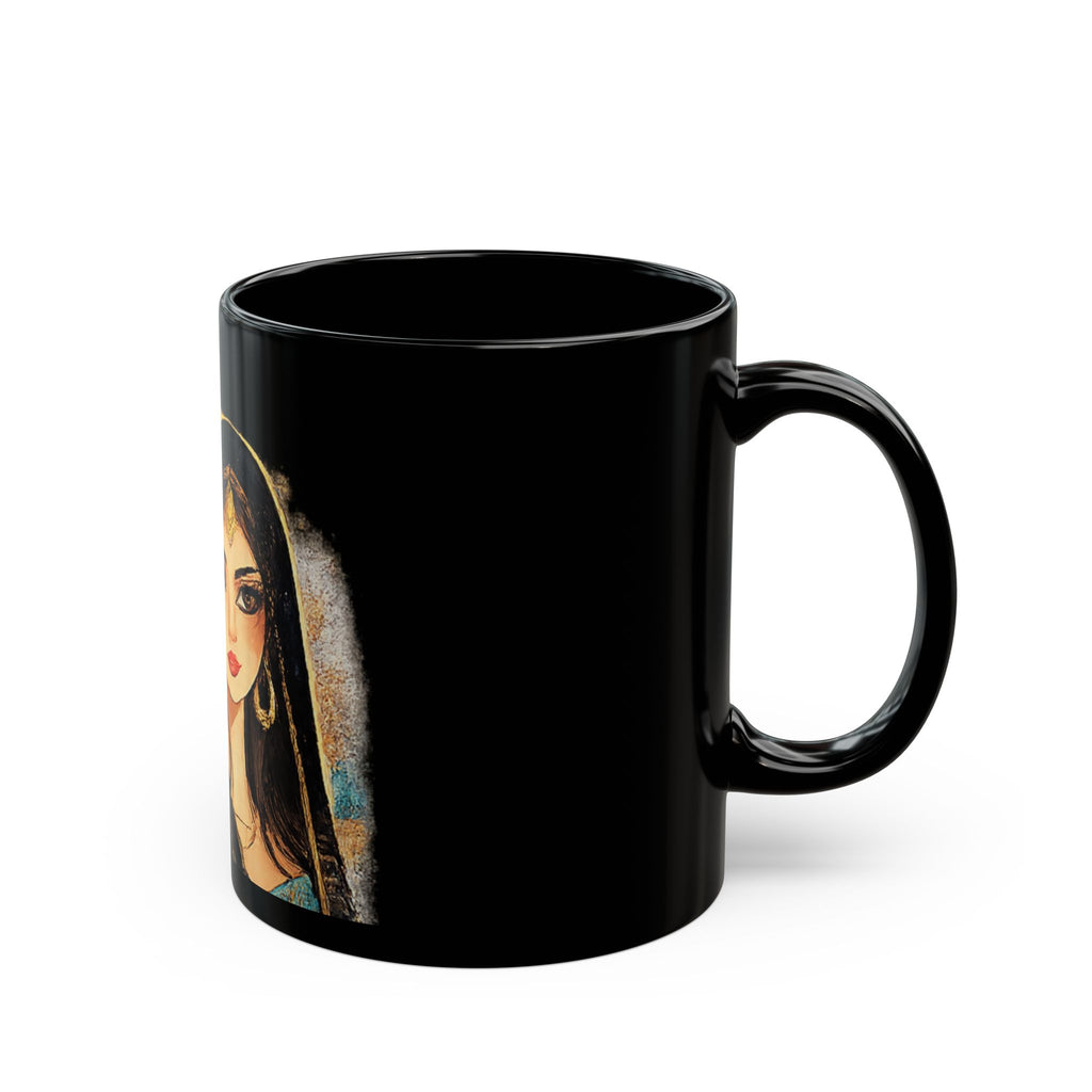 Black Ceramic Mug – Middle Eastern Princess Portrait Art Coffee Cup