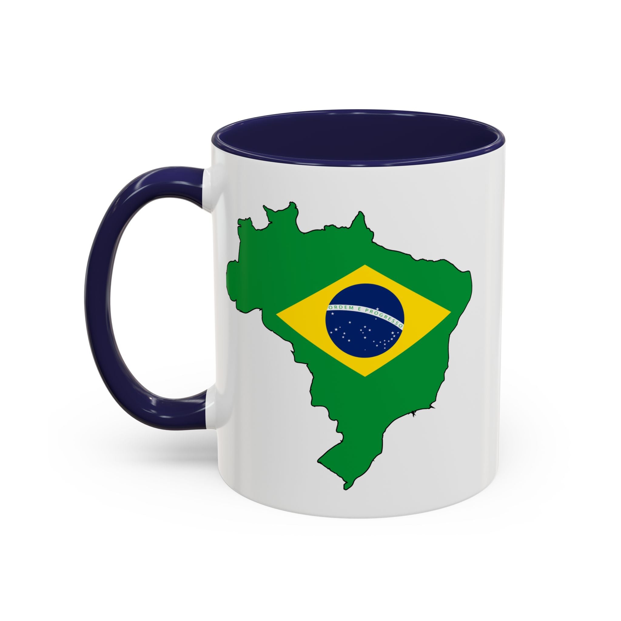Brazil Map Coffee Mug — Brazilian Flag Accent 11/15oz