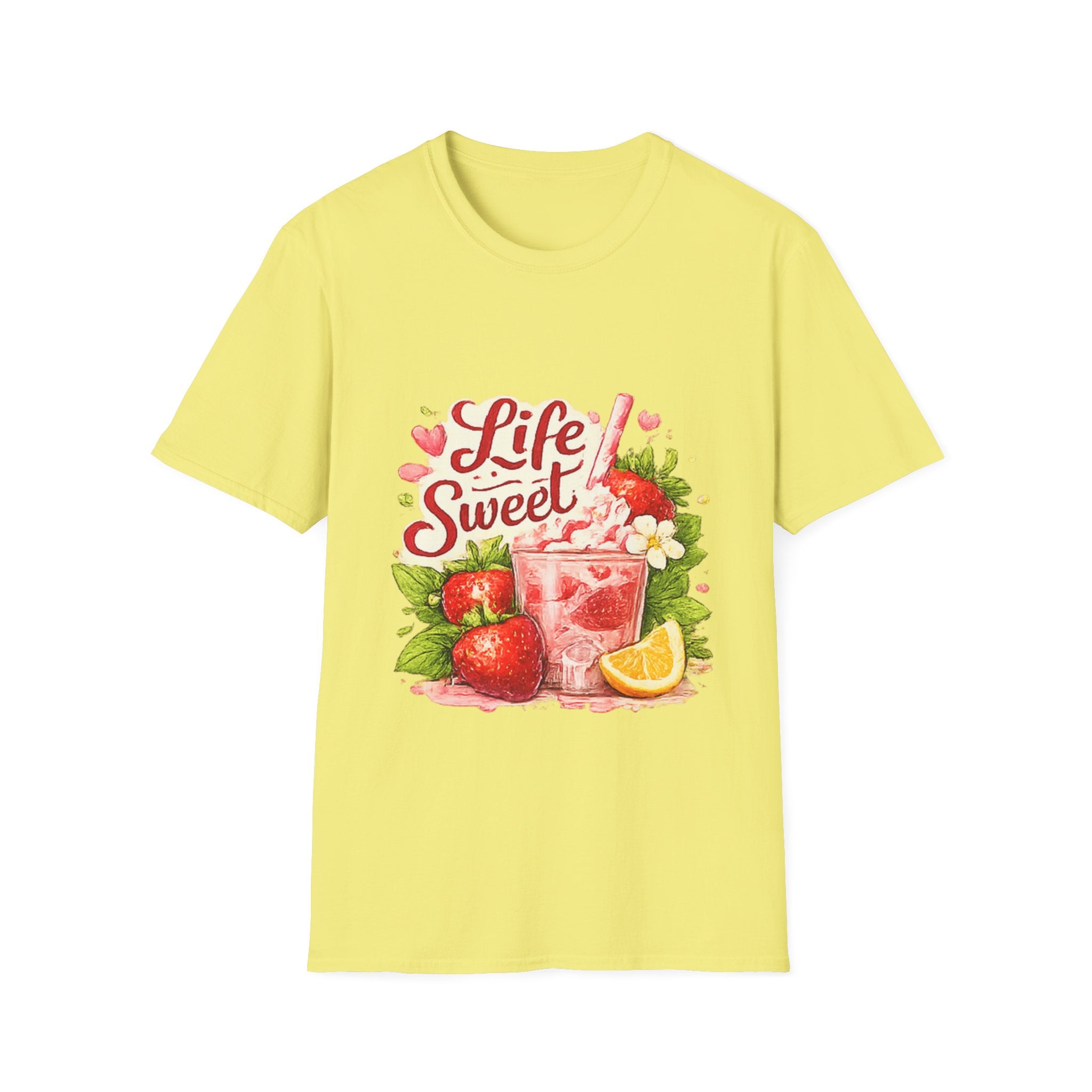 T-Shirt — "Life Sweet" Strawberry Lemonade Graphic Tee