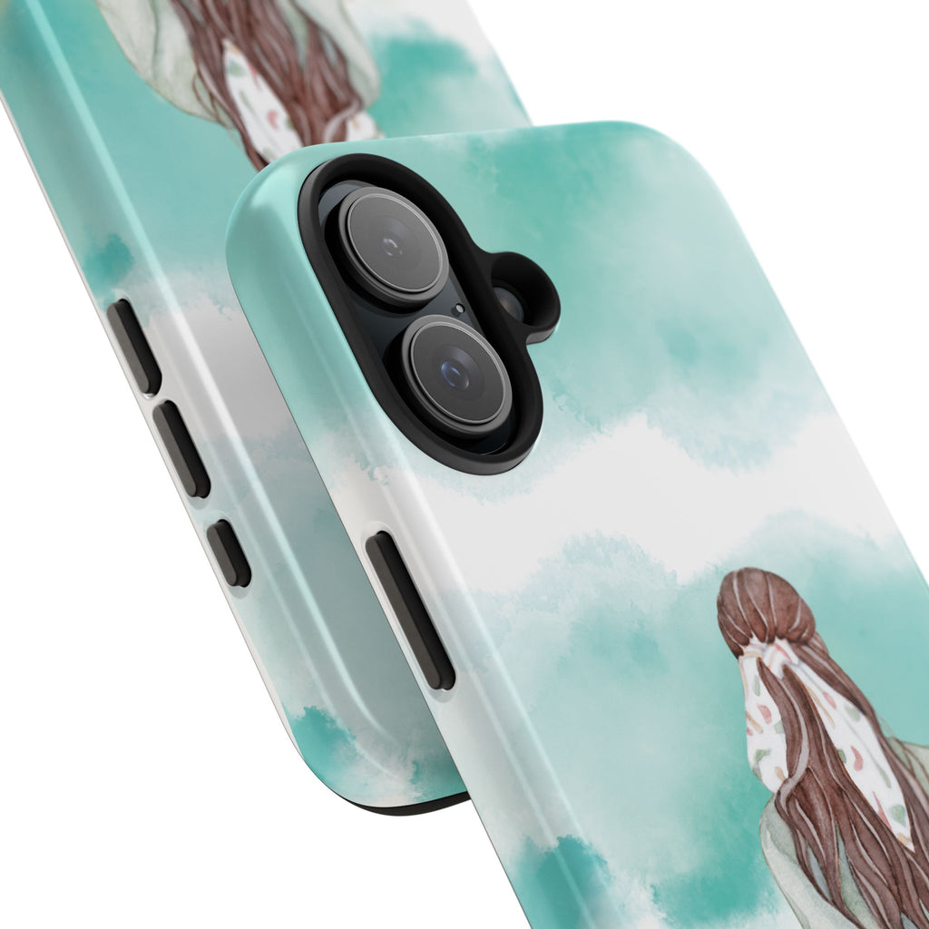 Watercolor Girl Tough Phone Case — Trendy Pastel Back-to-School Protective Cover