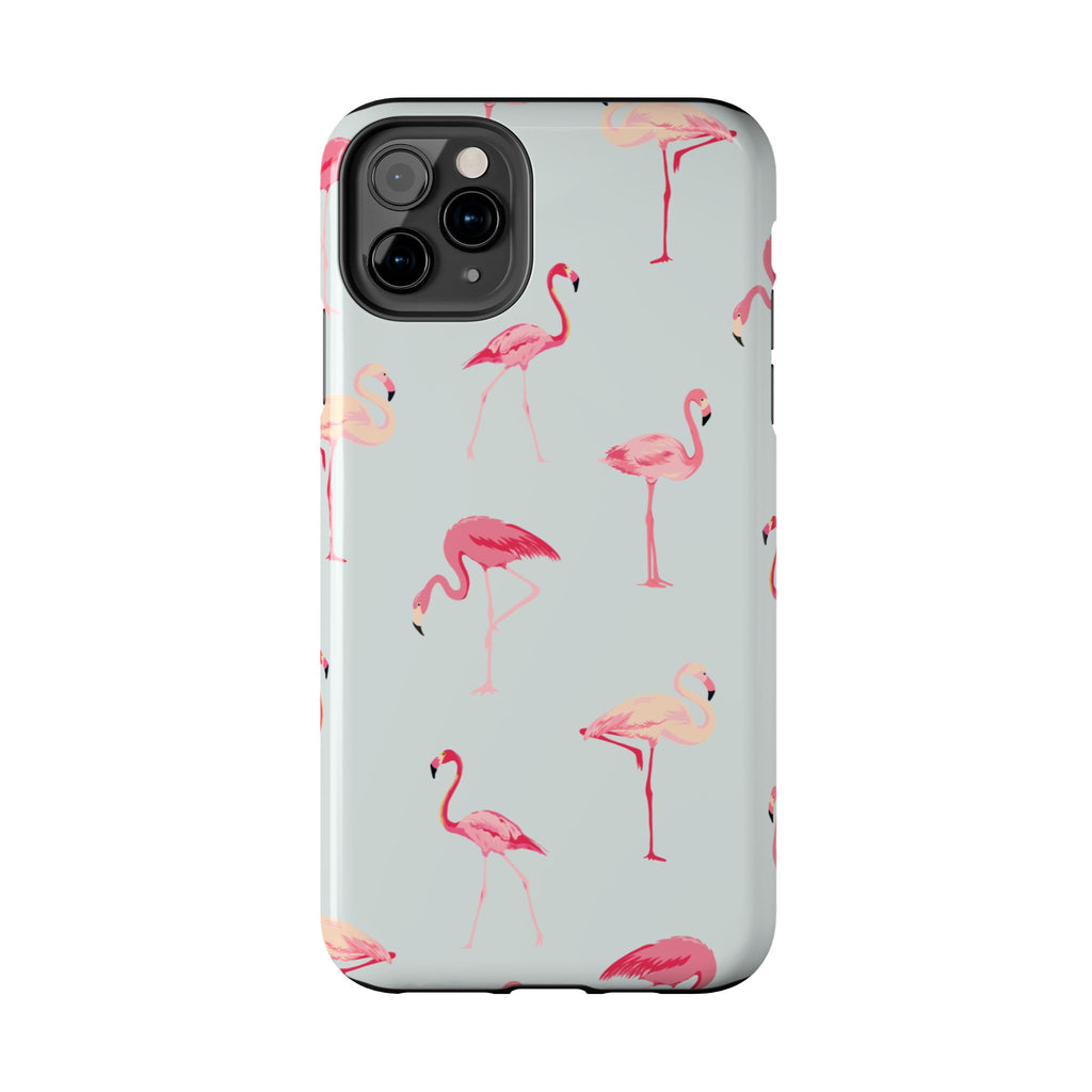Flamingo Pattern Tough Phone Case — Cute Pink Birds Protective Phone Cover