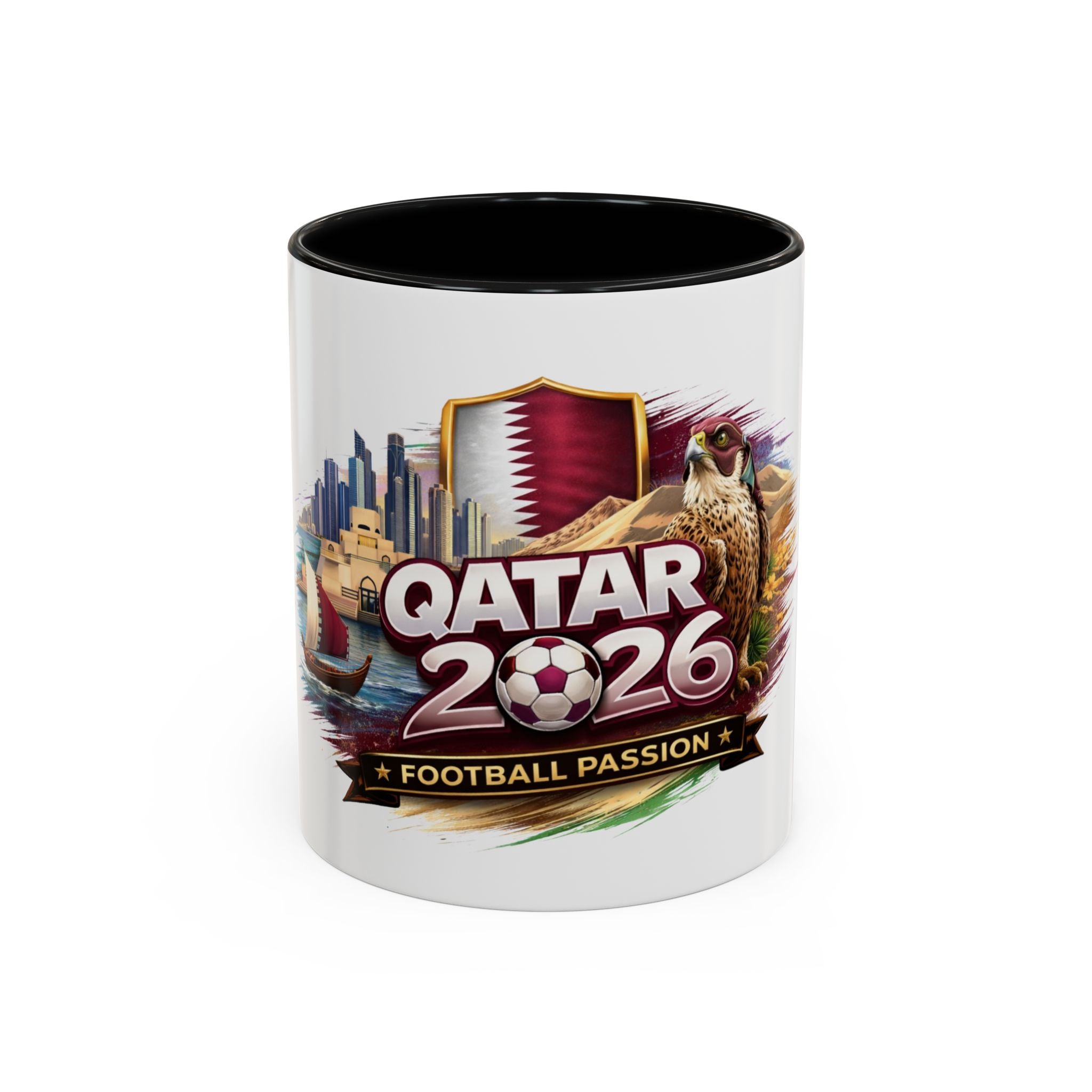 Qatar 2026 Football Passion Accent Coffee Mug (11/15oz)
