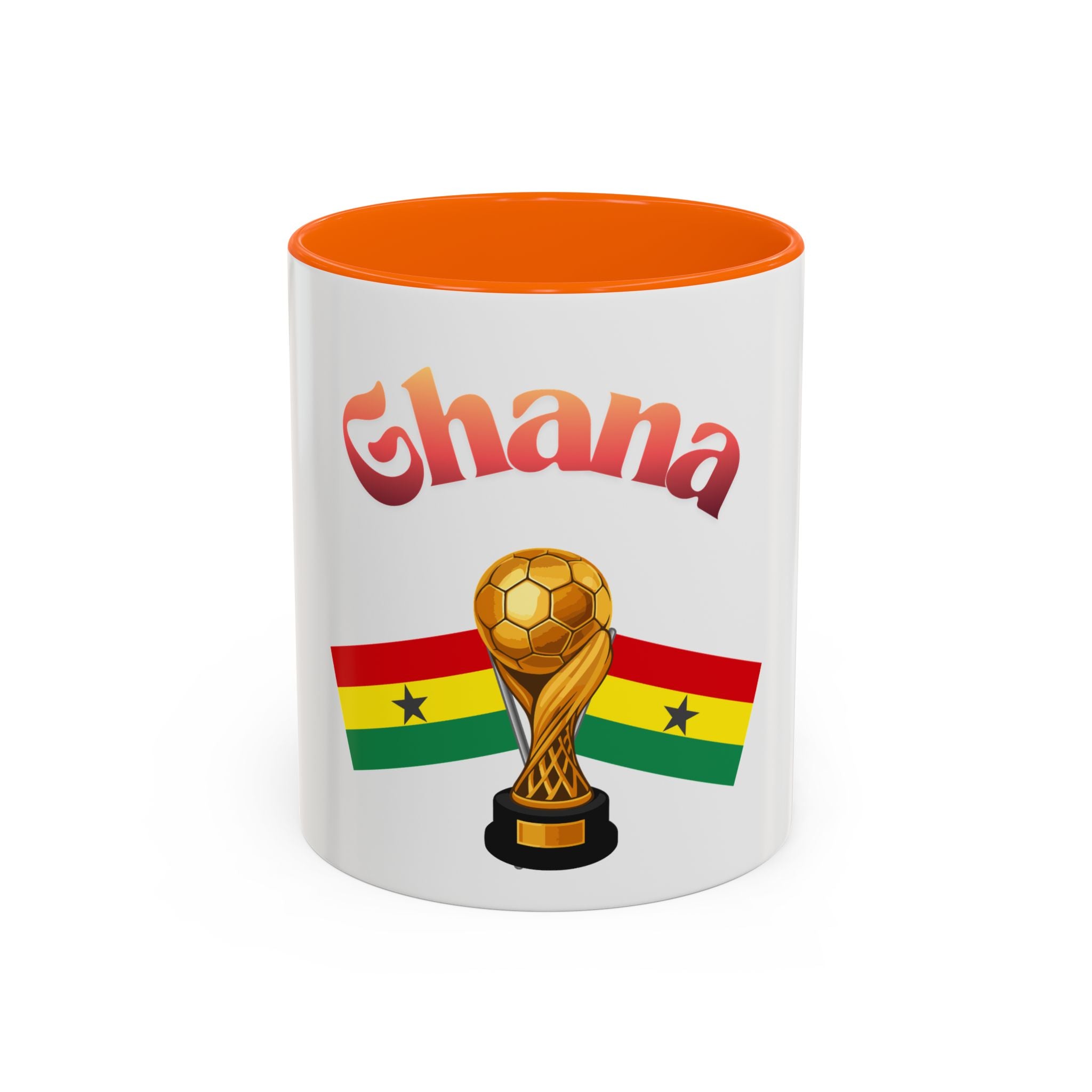 Ghana Soccer Trophy Accent Coffee Mug — Ghana Flag Football Cup Design (11/15oz)