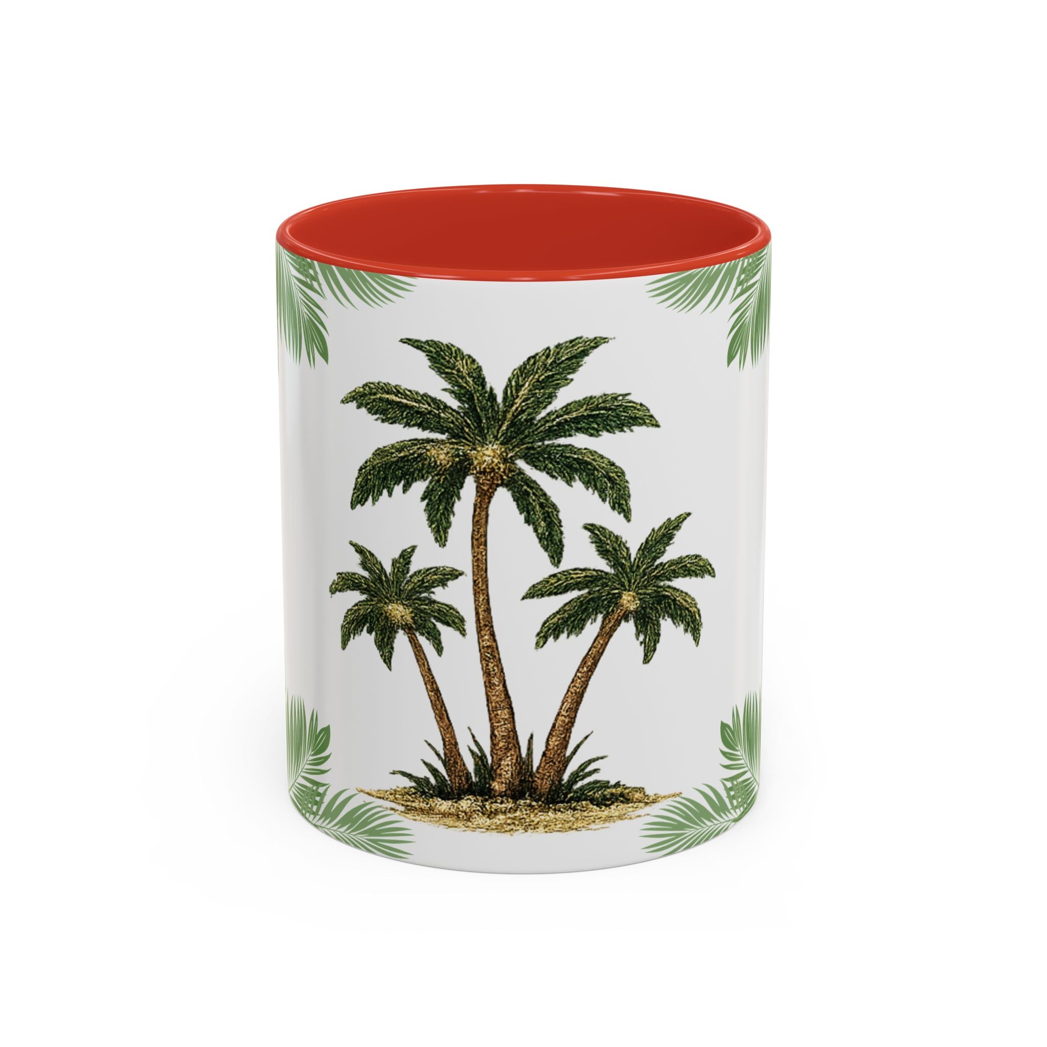 Tropical Palm Coffee Mug — Beachy Accent Mug with Palm Leaves (11oz)