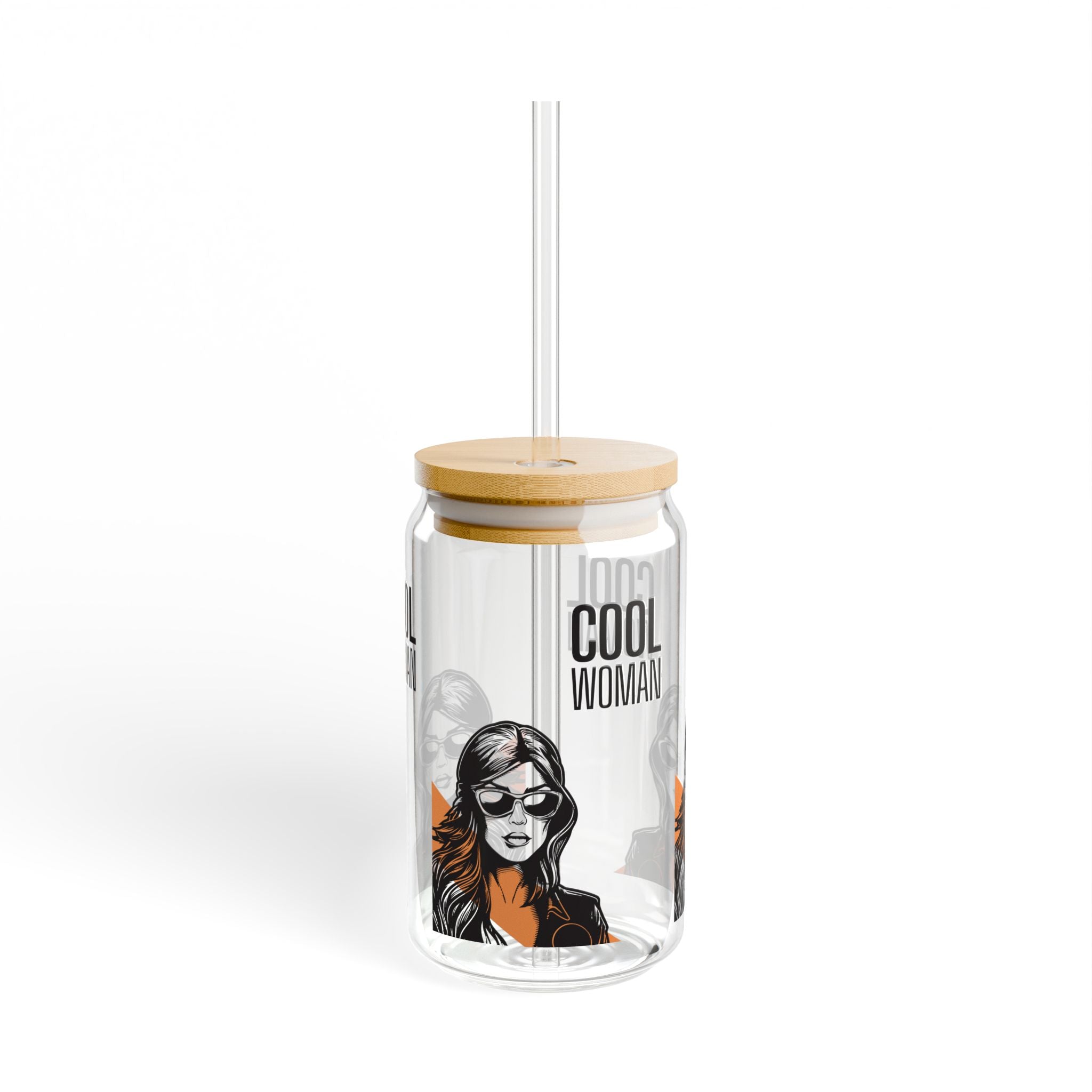 Cool Woman 16oz Sipper Glass with Bamboo Lid & Straw