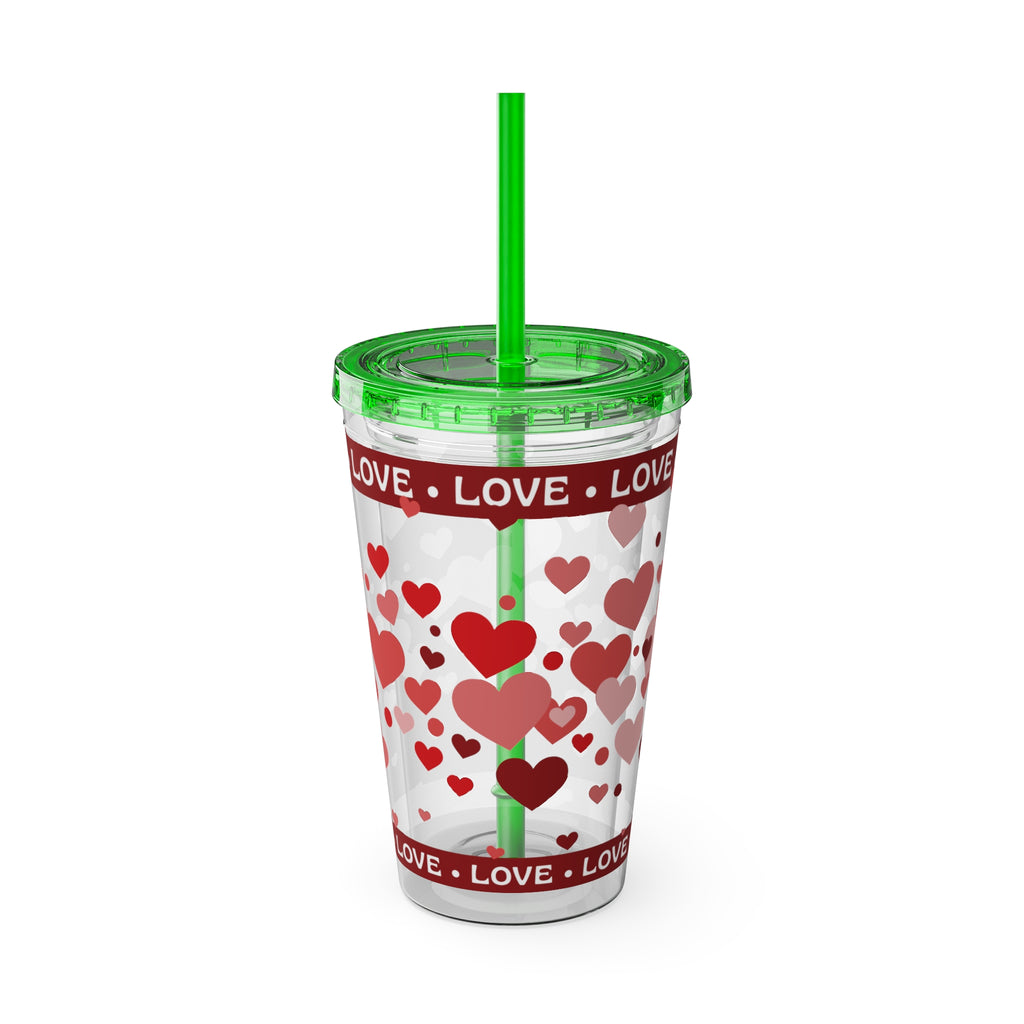 love Inspirational Work Vibes Tumbler — 16oz Sunsplash Tumbler with Straw