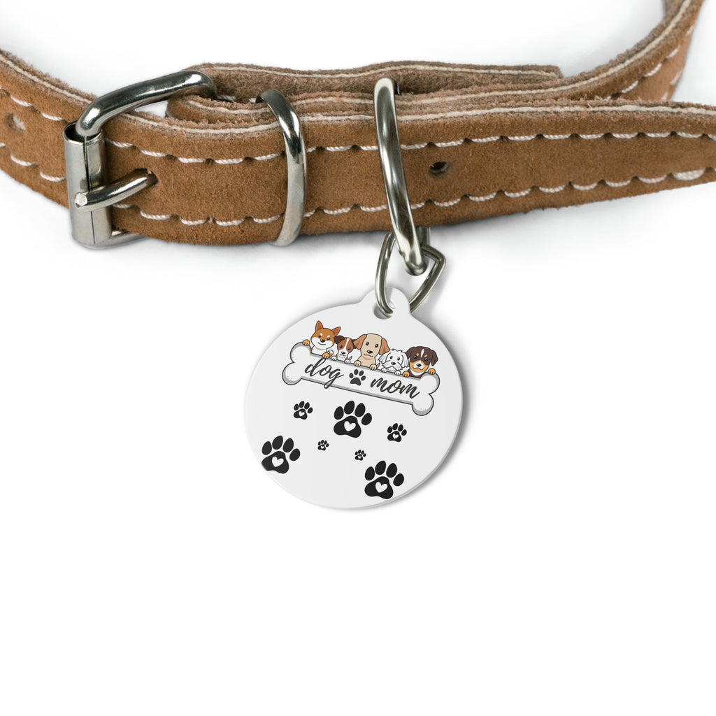 Dog Mom Pet Tag — Personalized Paw Print ID Tag