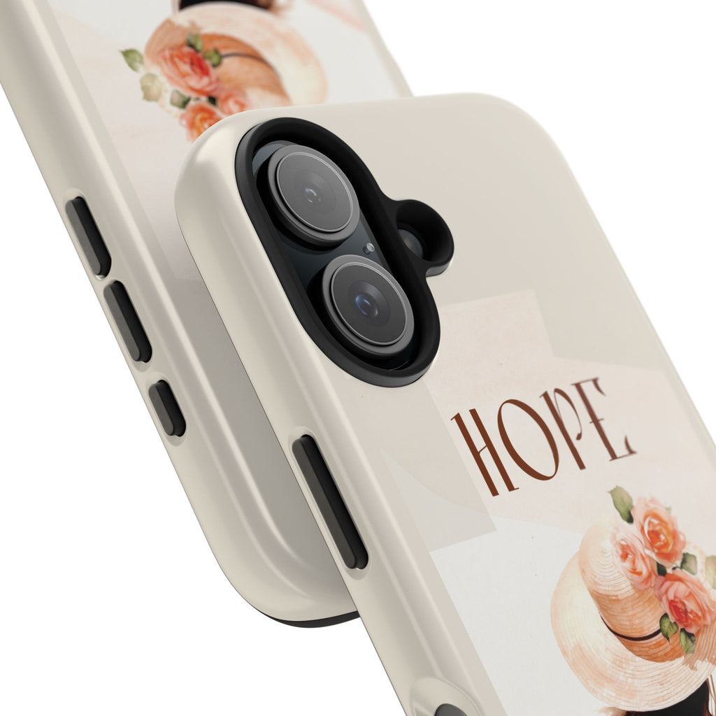 Hope Floral Tough Phone Case — Protective iPhone Case with Watercolor Girl & Flowers