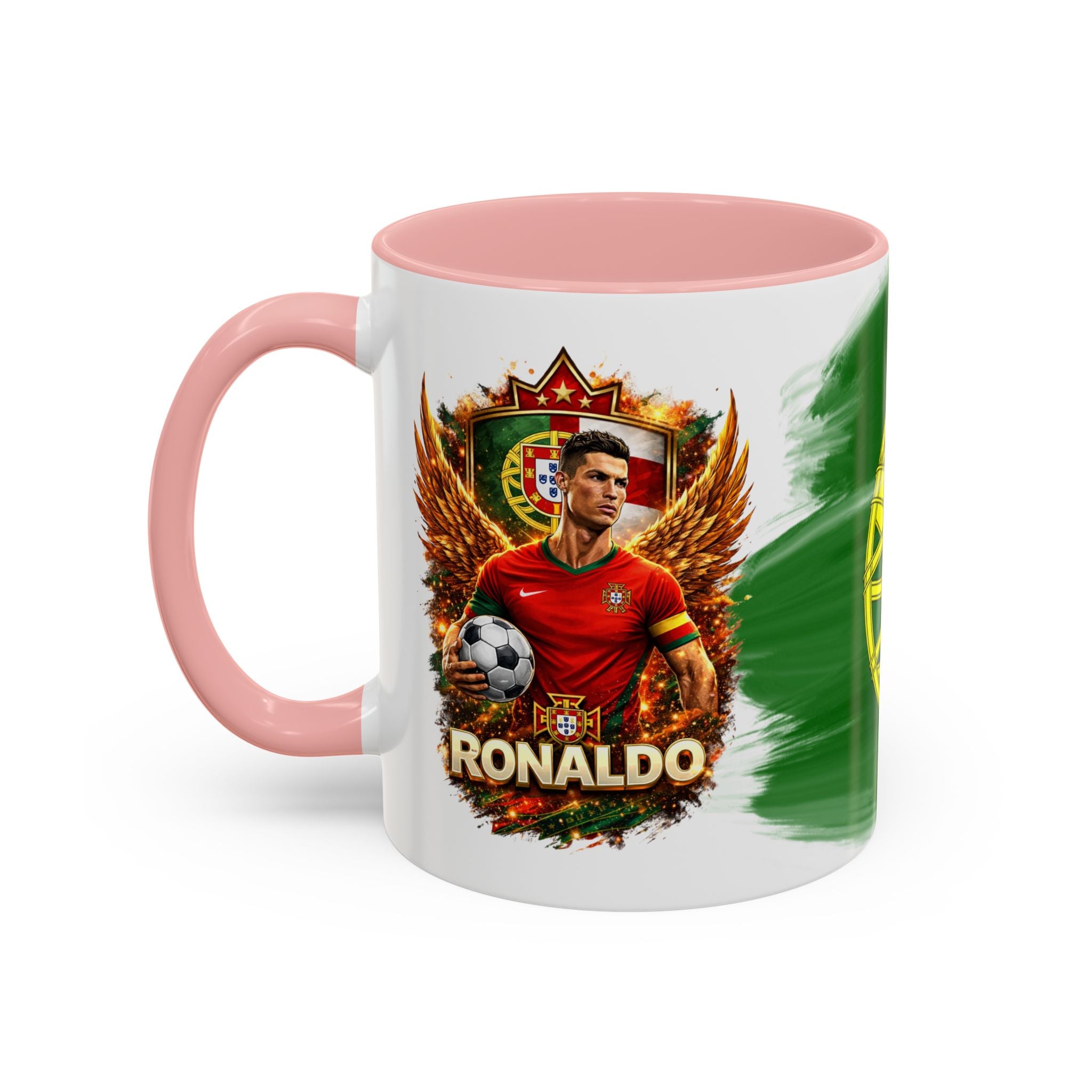 Portugal Flag Accent Coffee Mug — Painted Portuguese Crest Design (11/15oz)
