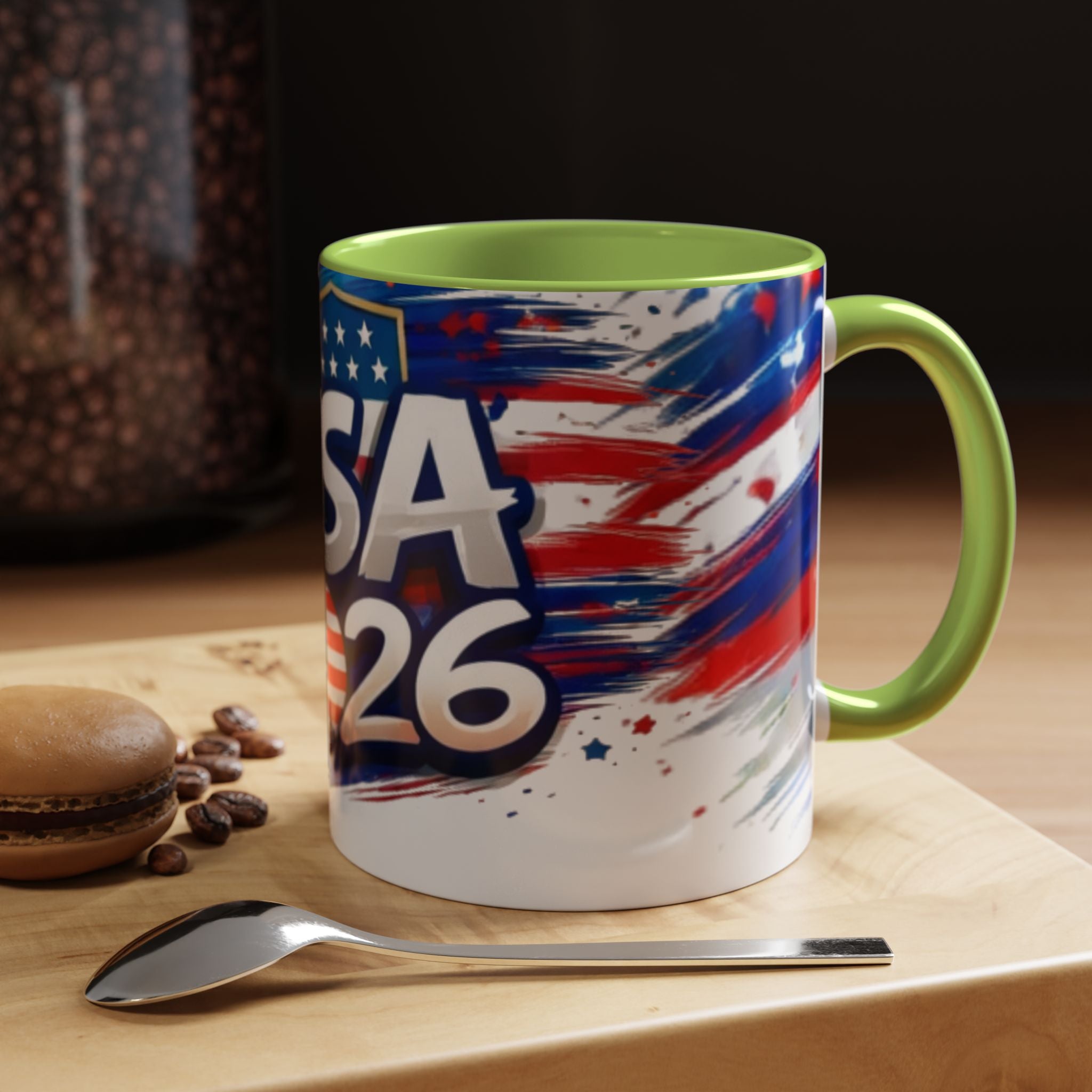 USA 2026 Flag Accent Coffee Mug — Patriotic Fourth of July Drinkware