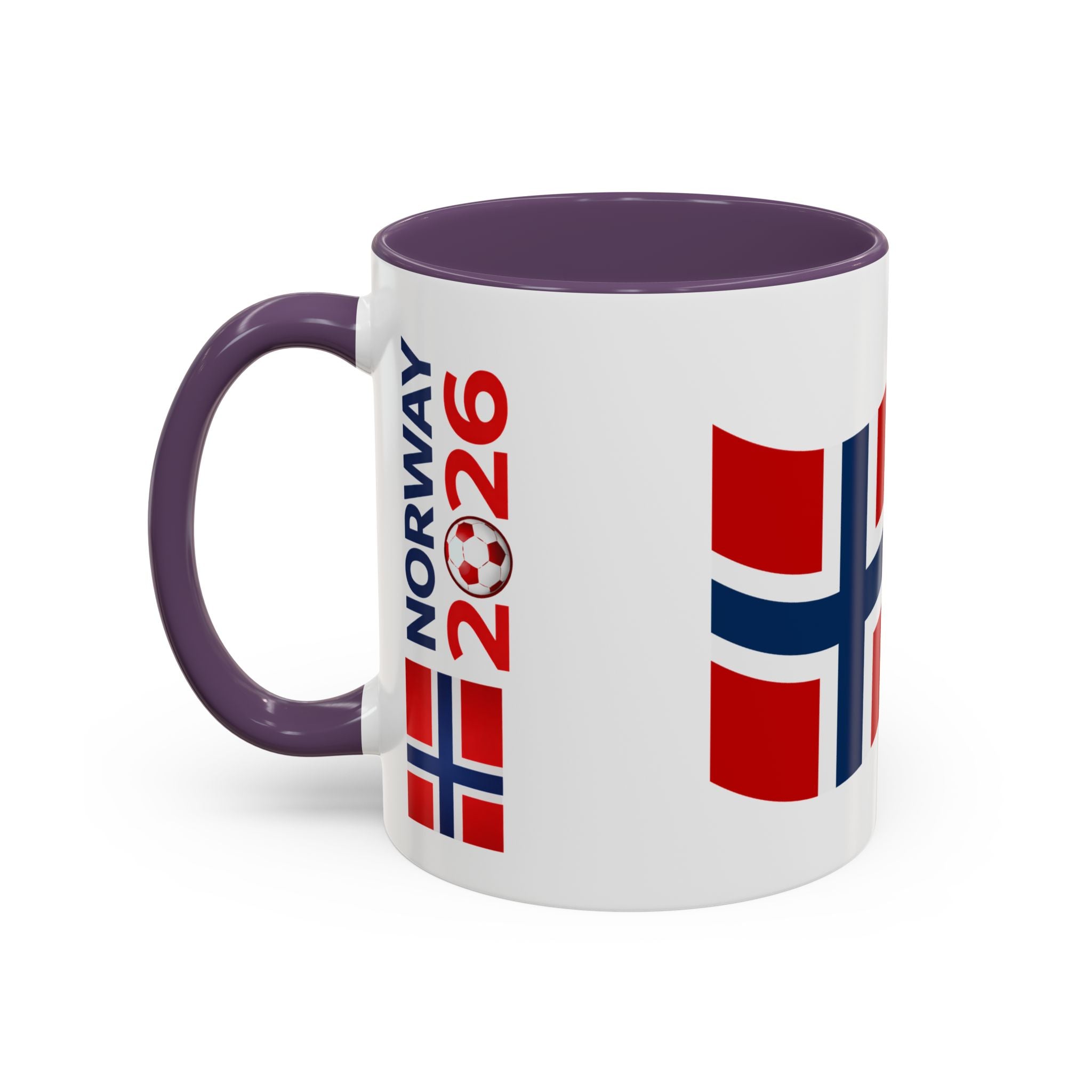 Norway Flag Accent Coffee Mug – Norway 2026 Soccer Fan Ceramic Mug (11/15oz)