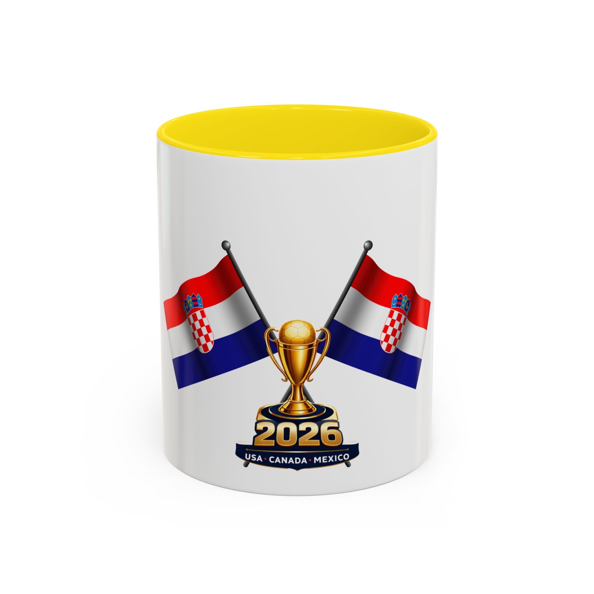 Croatia 2026 Soccer Fan Coffee Mug — Flags & Trophy Cup Design