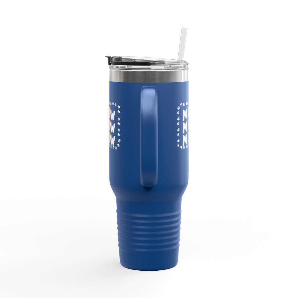 40oz Insulated Travel Mug — Red "MEOW MEOW" Cute Cat Paw Design
