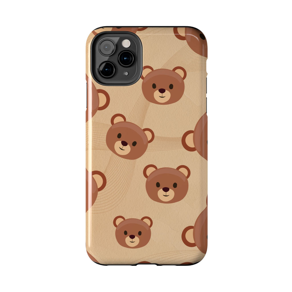 Bear Pattern Tough Phone Case — Cute Brown Bear Protective Phone Cover