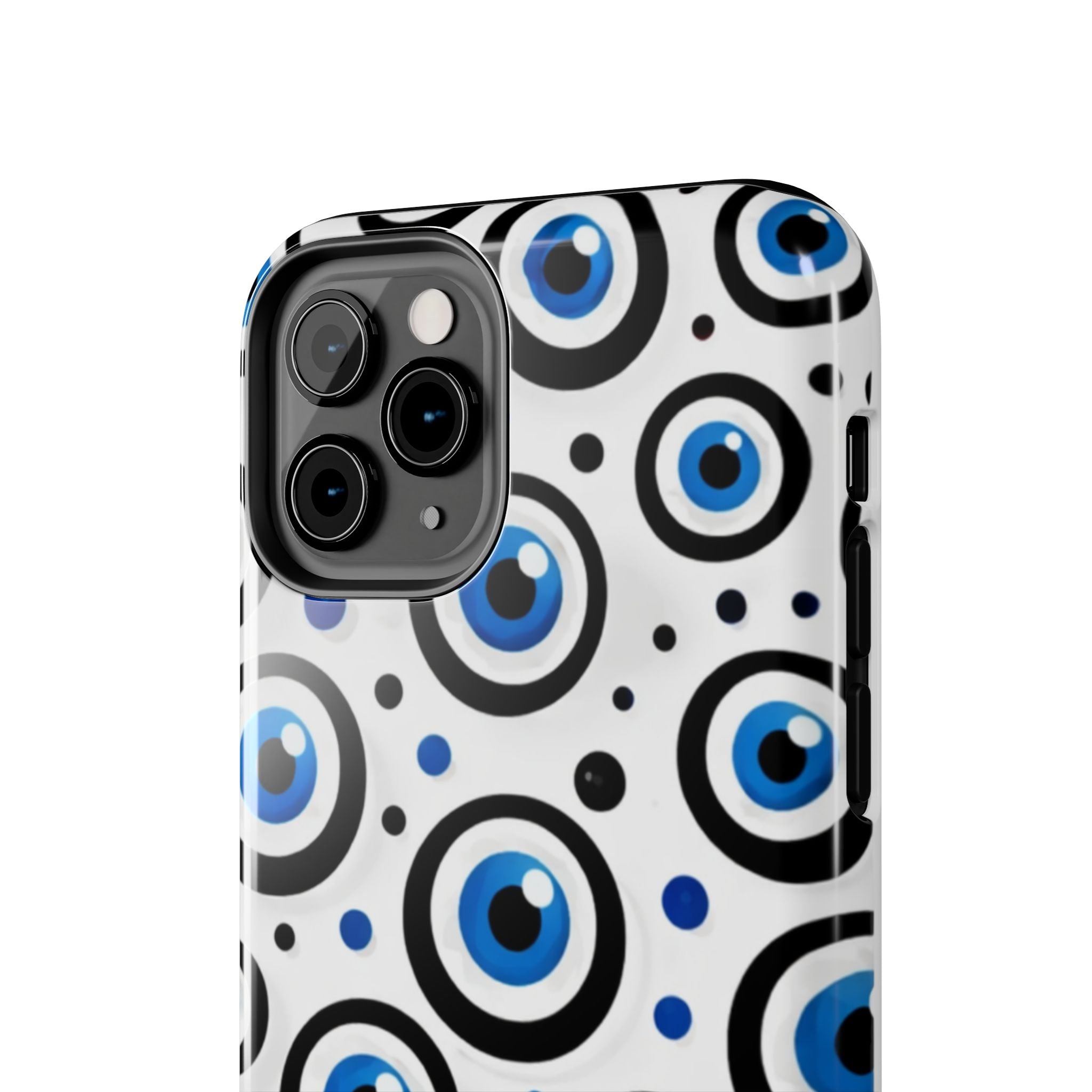 Blue Evil Eye Pattern Tough Phone Case — Protective Ceramic Nazar Design