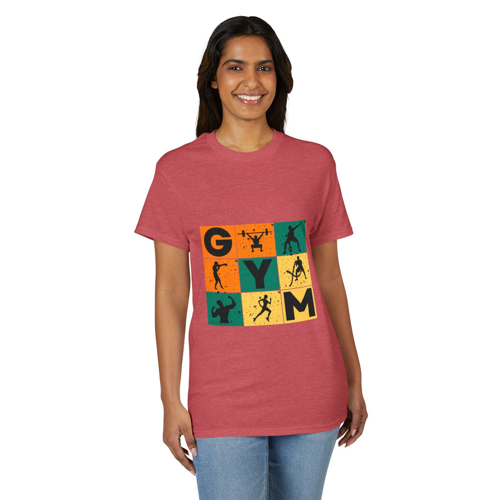Gym Blocks Graphic T-Shirt — Retro Fitness Silhouette Tee
