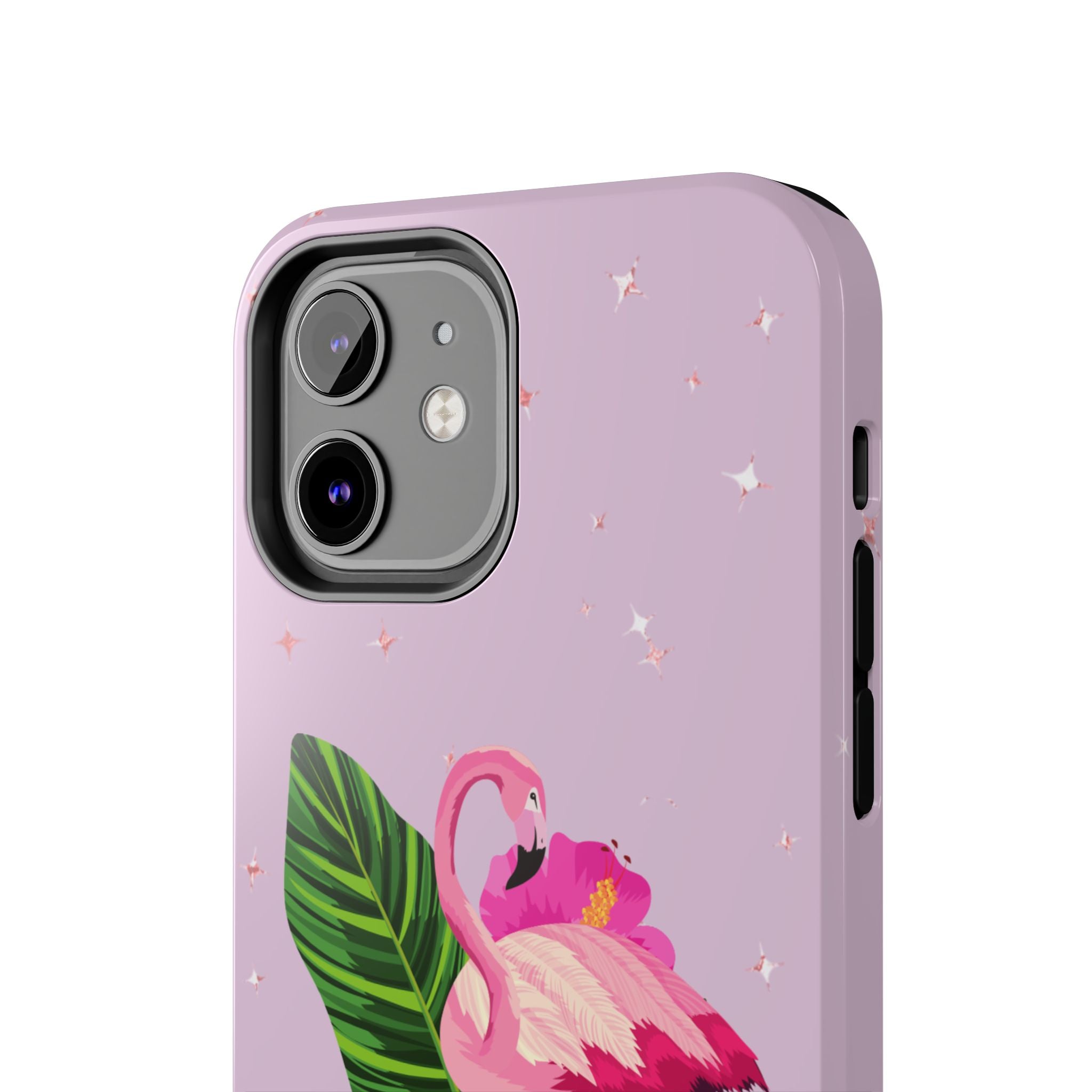 Flamingo Tropical Tough Phone Case — Pink Hibiscus & Palm Leaves