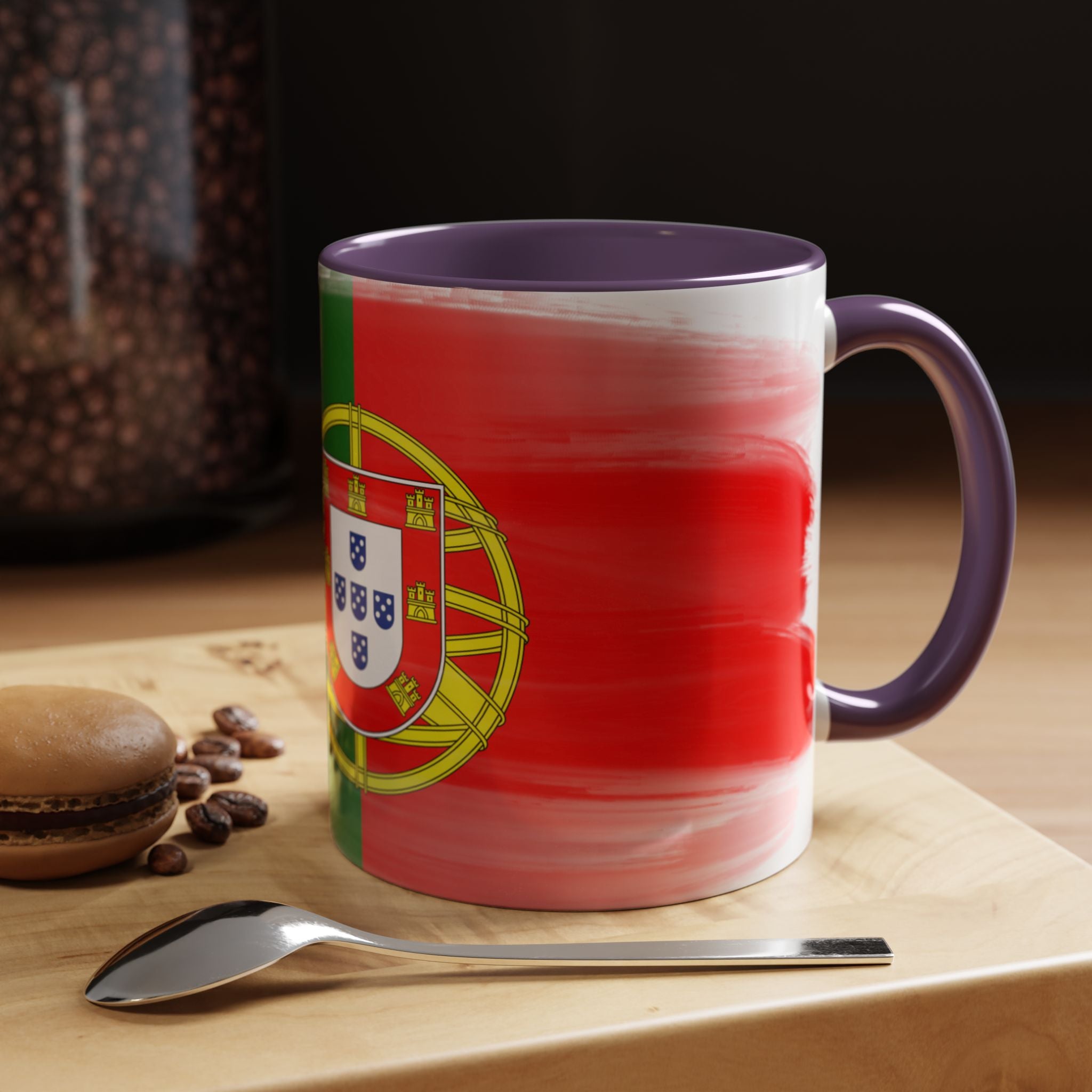 Portugal Flag Accent Coffee Mug — Painted Portuguese Crest Design (11/15oz)