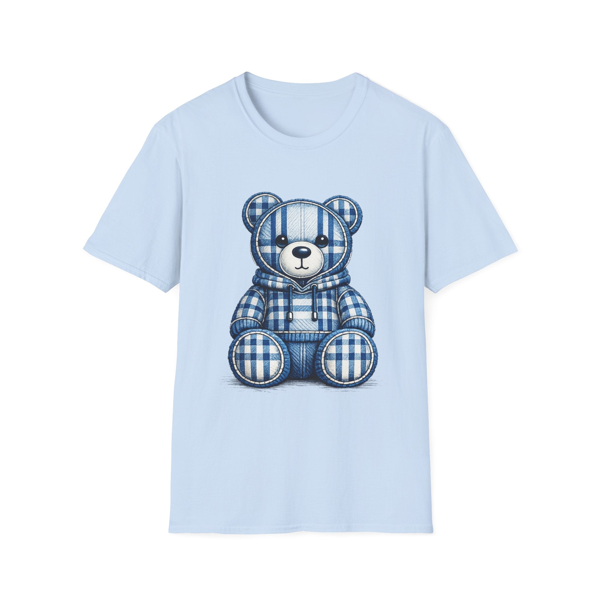Plaid Blue Teddy Bear T-Shirt — Cute Cozy Graphic Tee