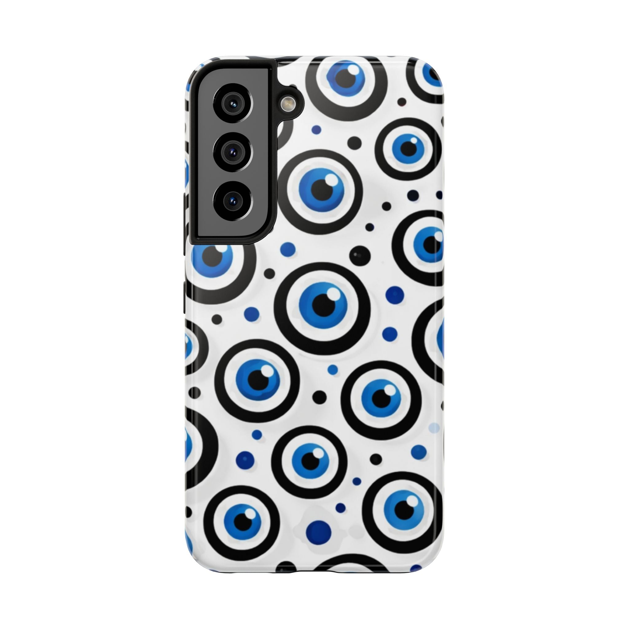 Blue Evil Eye Pattern Tough Phone Case — Protective Ceramic Nazar Design