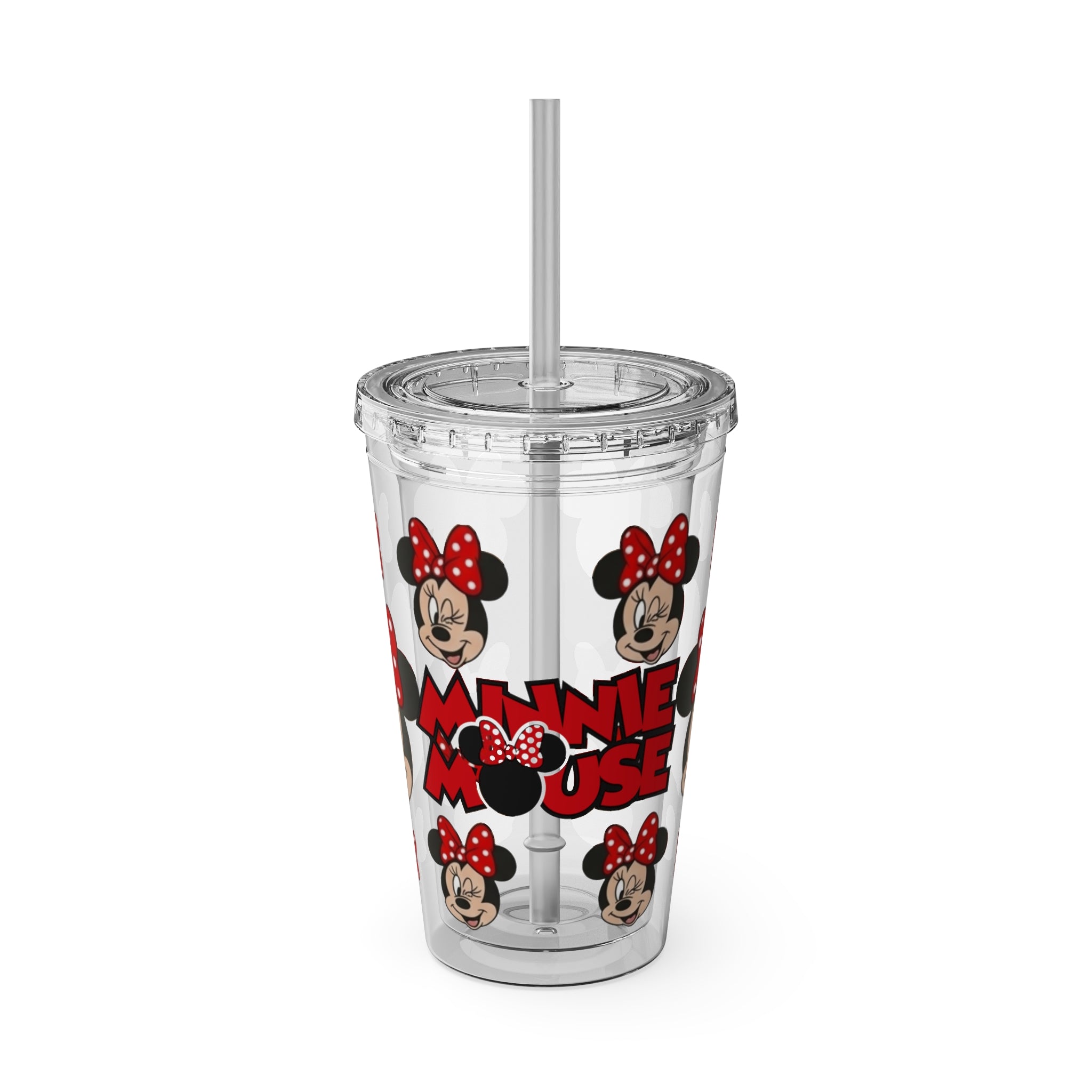 16oz Character Straw Tumbler – Red Polka Dot Bow Design