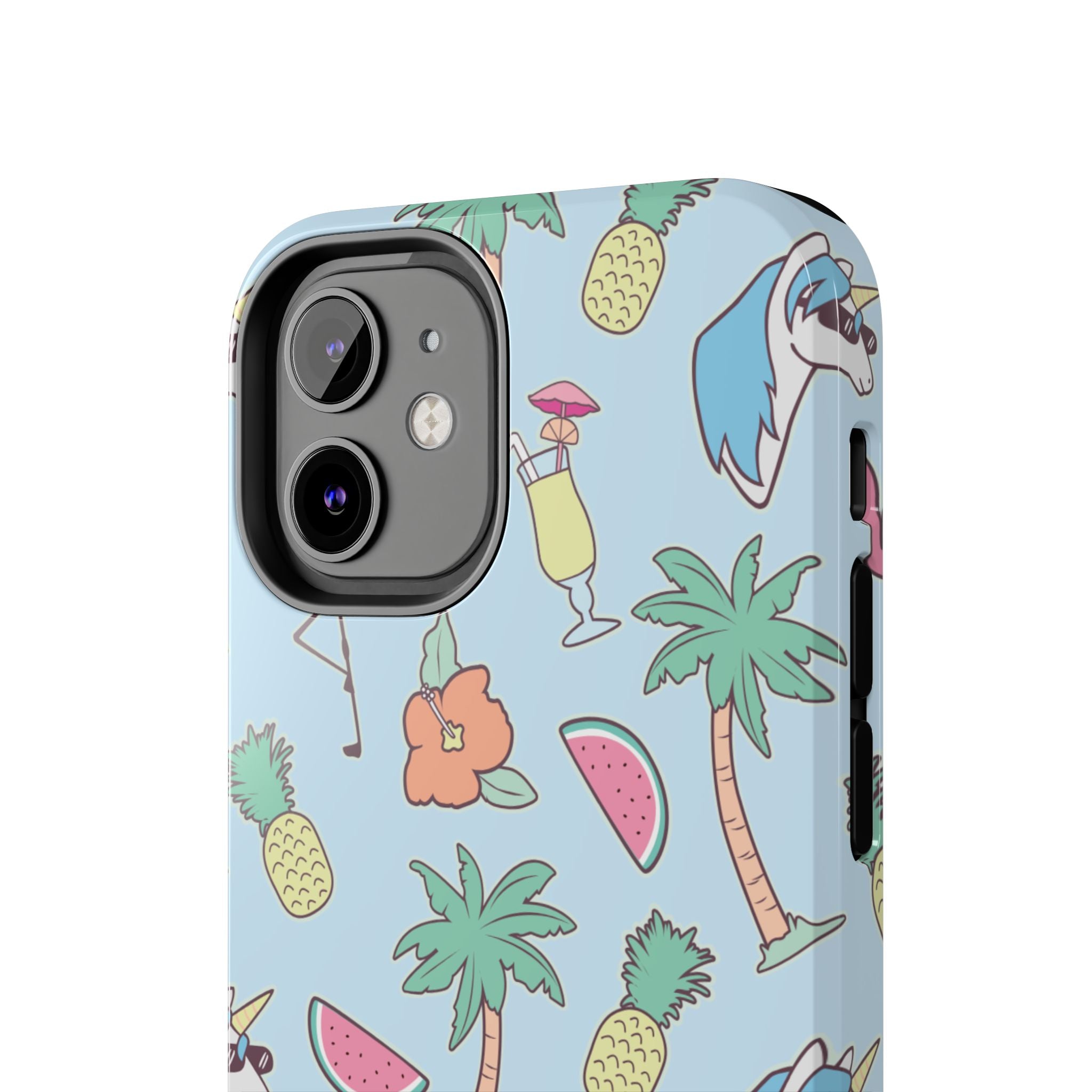 Tropical Summer Tough Phone Case — Pineapple, Flamingo & Palm Pattern