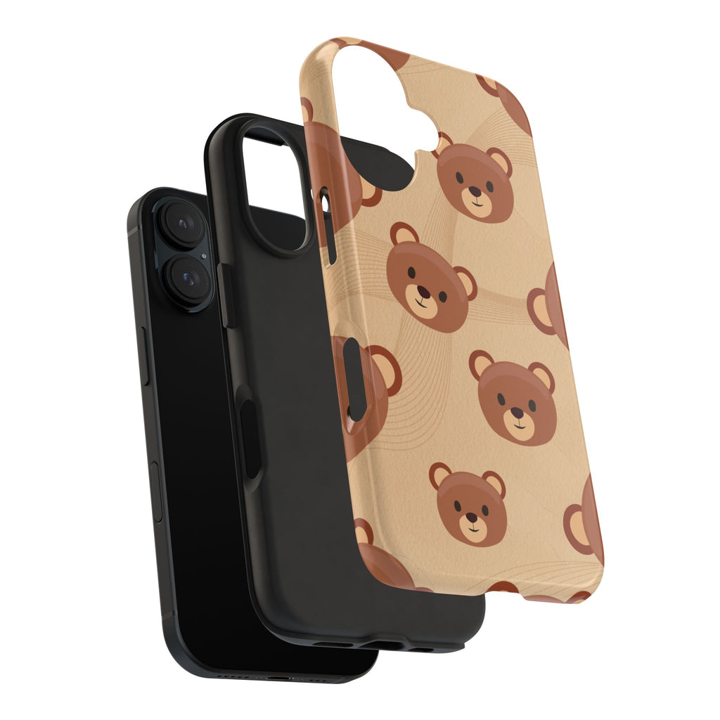 Bear Pattern Tough Phone Case — Cute Brown Bear Protective Phone Cover
