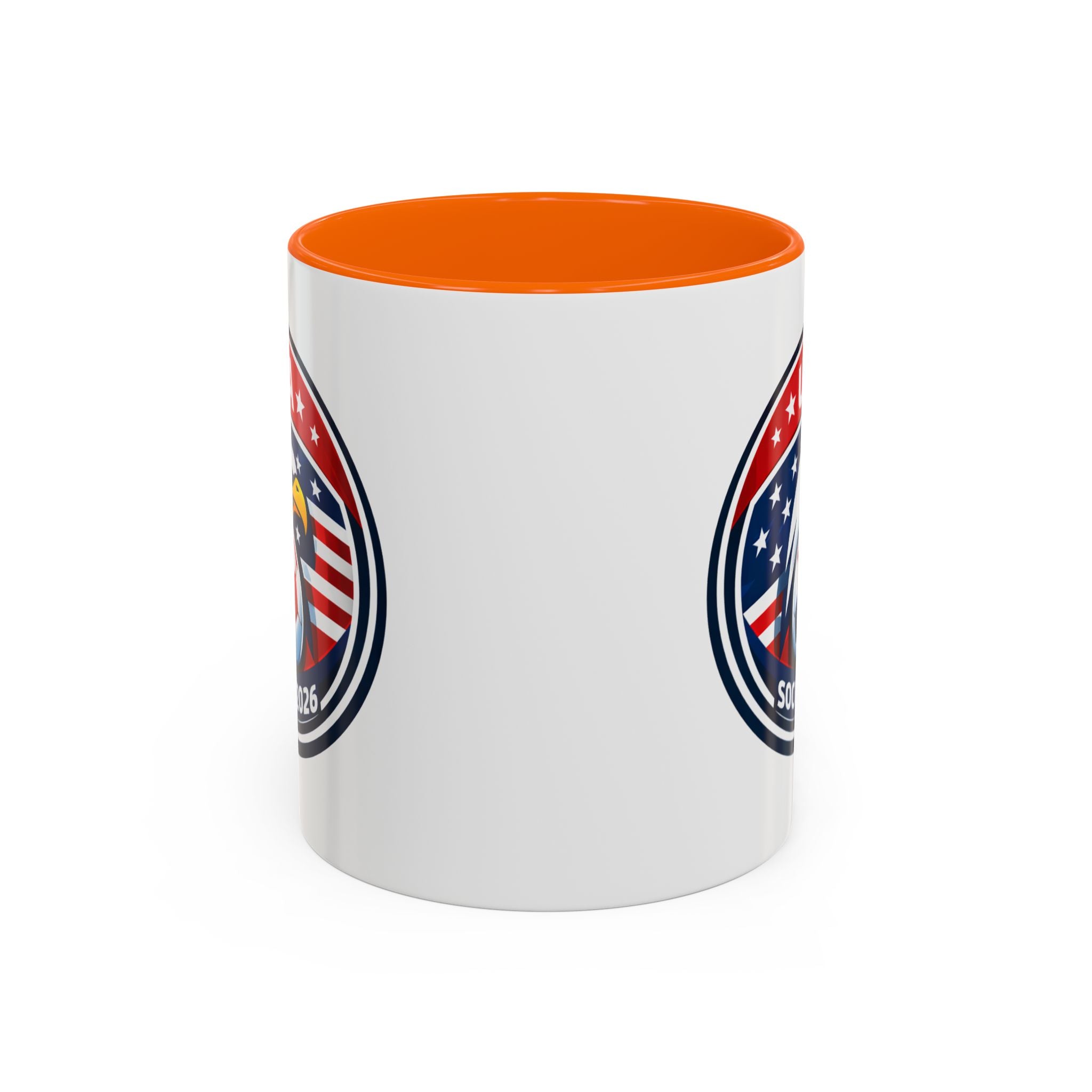 USA Soccer 2026 Accent Coffee Mug — Eagle & Flag Soccer Team Fan Gift (11/15oz)