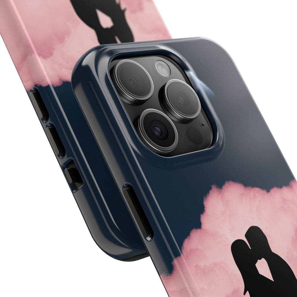 Tough Phone Case — Romantic Couple Silhouette with Moon & Pink Cloud