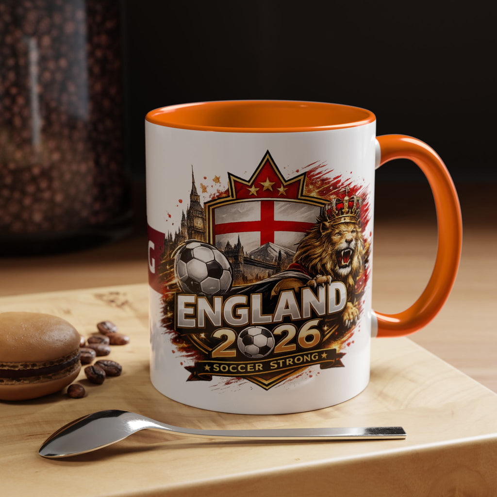 England 2026 Soccer Cup Accent Coffee Mug (11, 15oz)