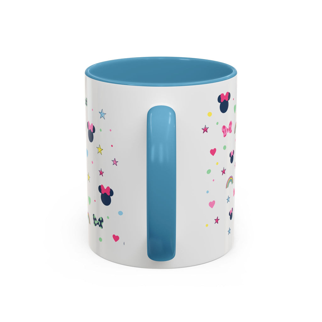 Minnie Dots Accent Coffee Mug — Cute Rainbow & Bow Pattern (11oz)