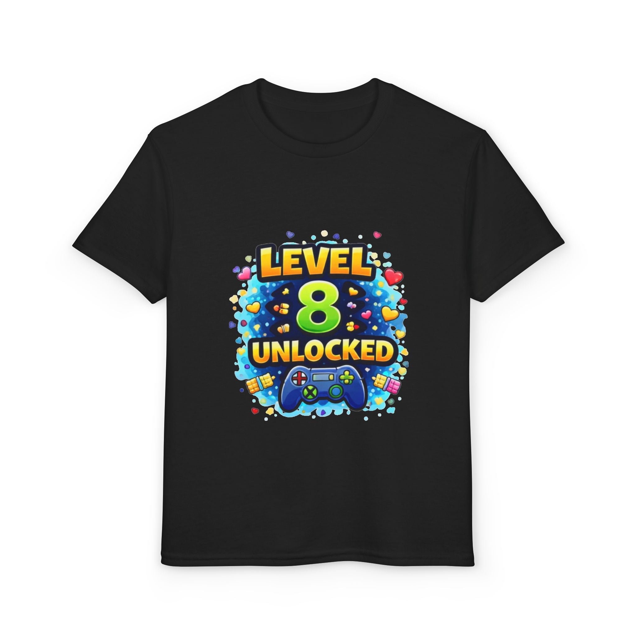 Kids T-Shirt — "Level 8 Unlocked" Birthday Gamer Tee