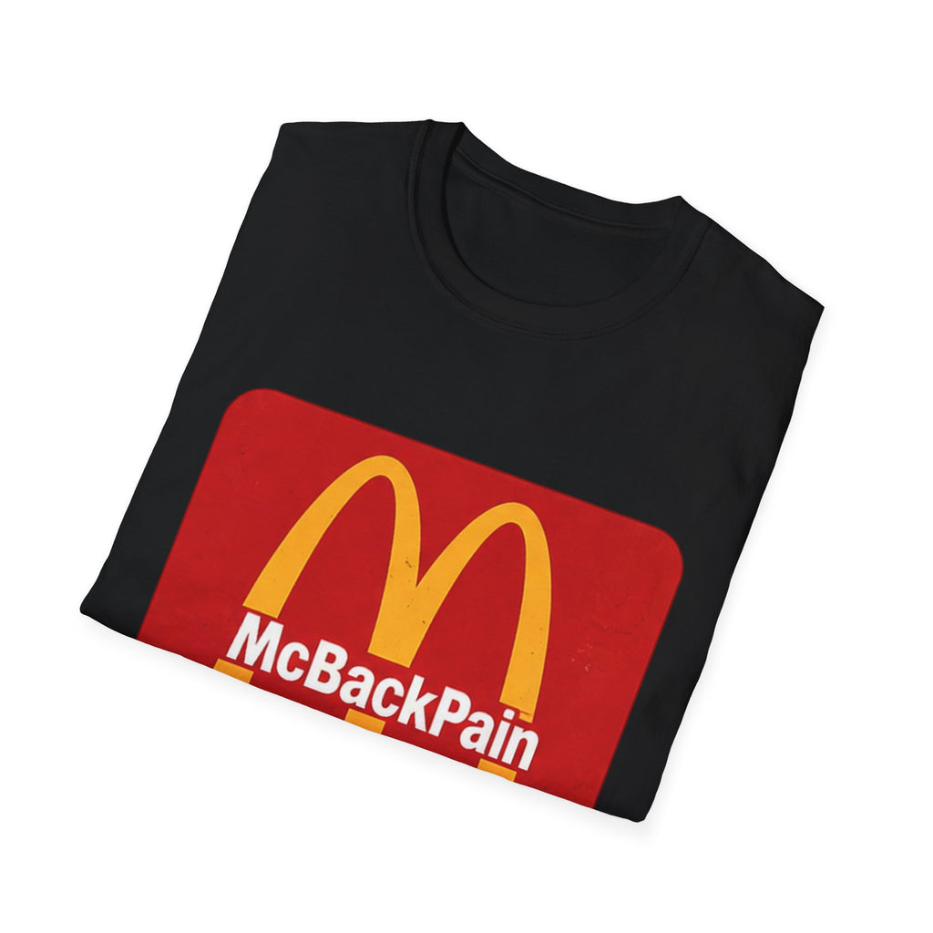 McBackPain Graphic T-Shirt — Funny Fast Food Parody Tee